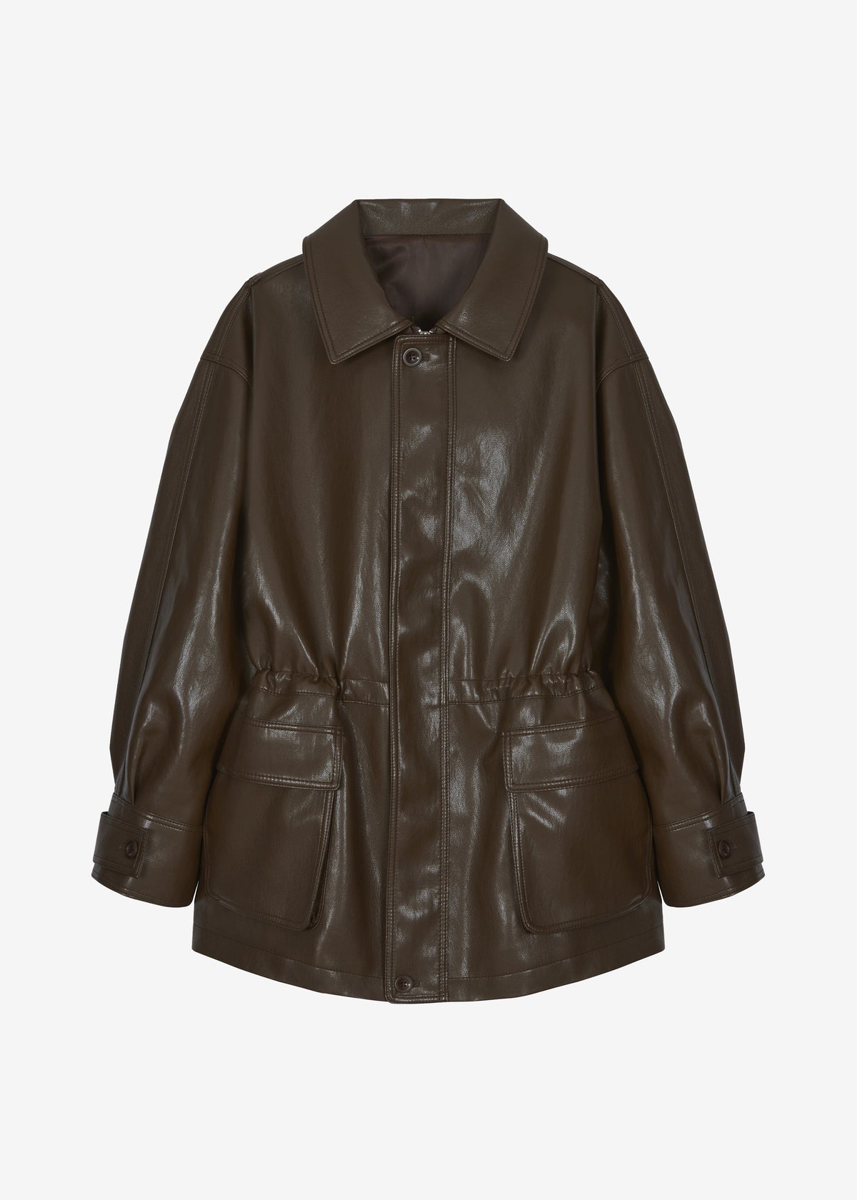 Cassel Faux Leather Jacket - Brown - 11