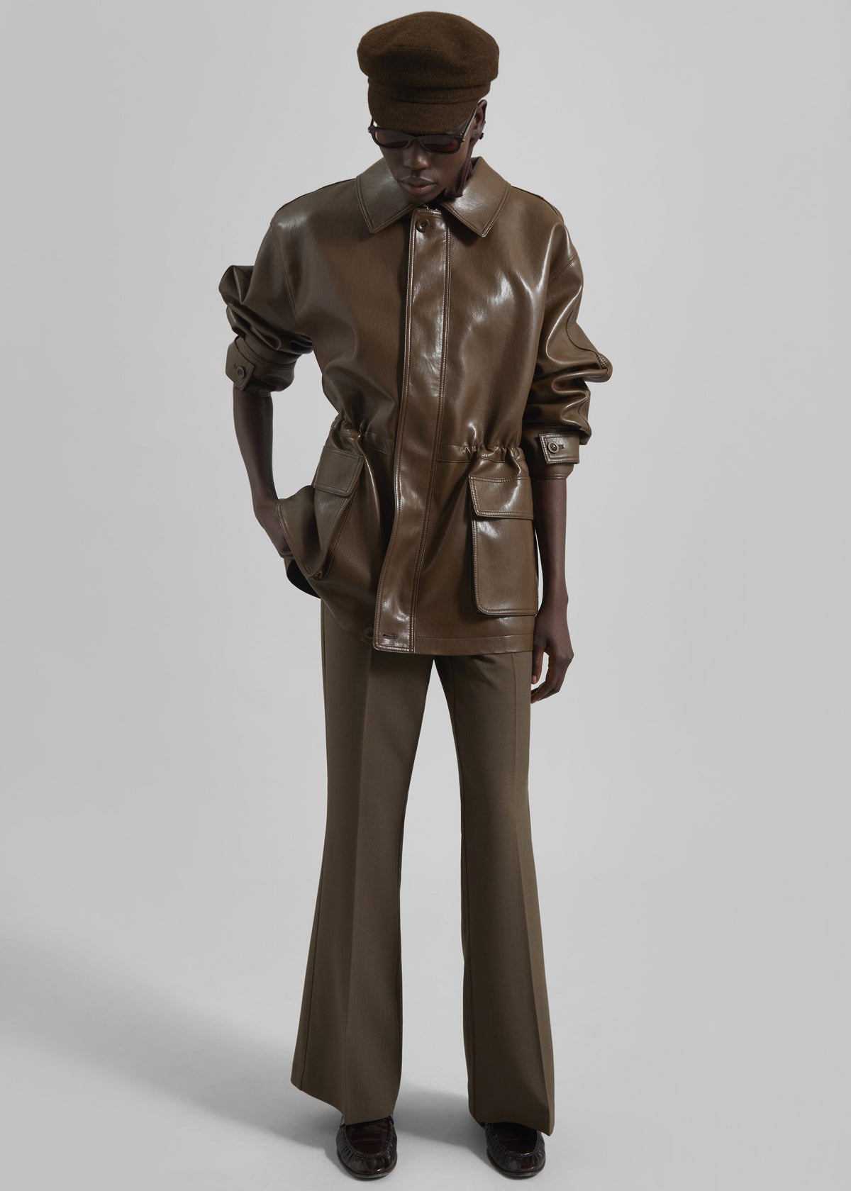 Cassel Faux Leather Jacket - Brown - 2