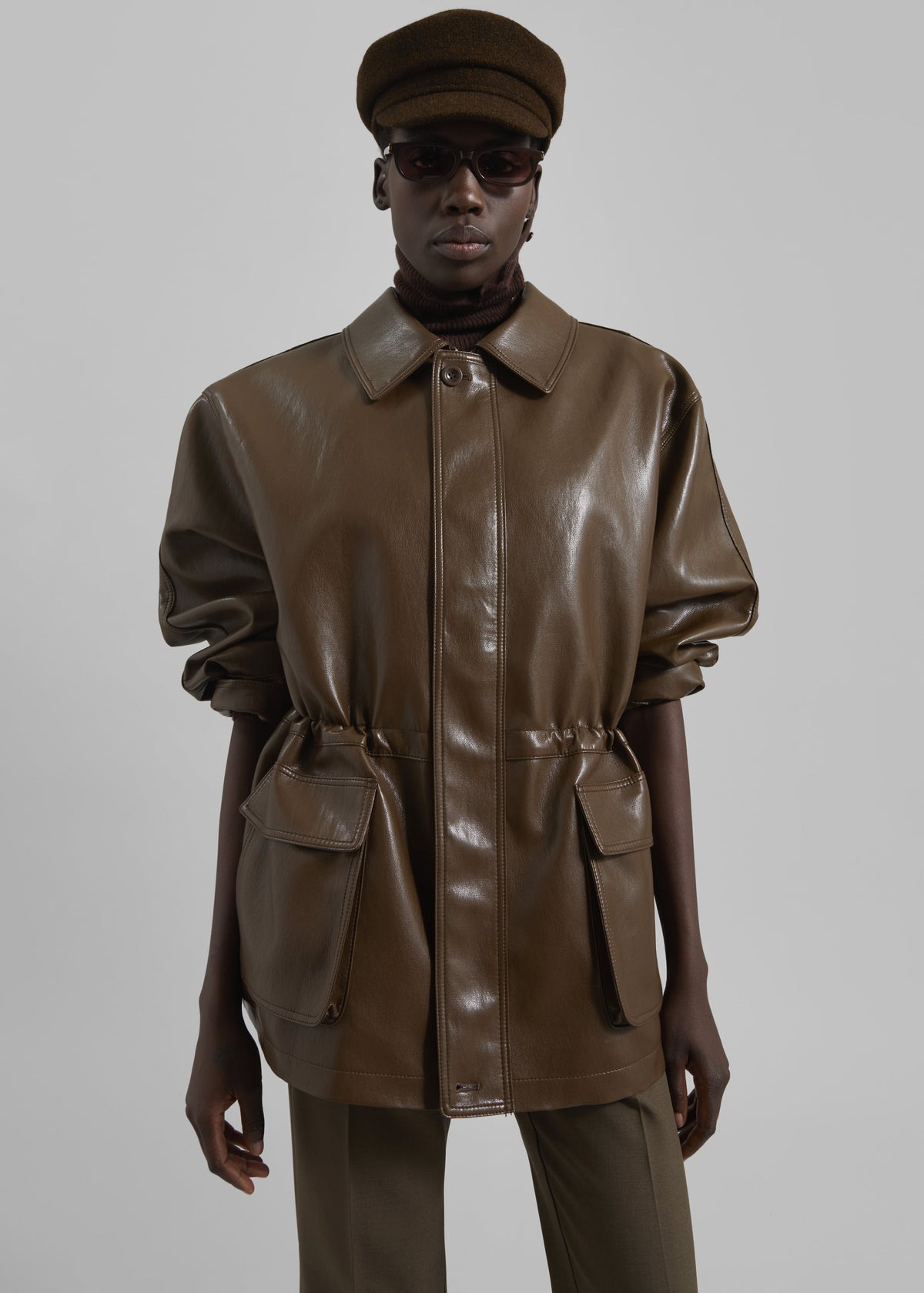 Cassel Faux Leather Jacket - Brown - 9