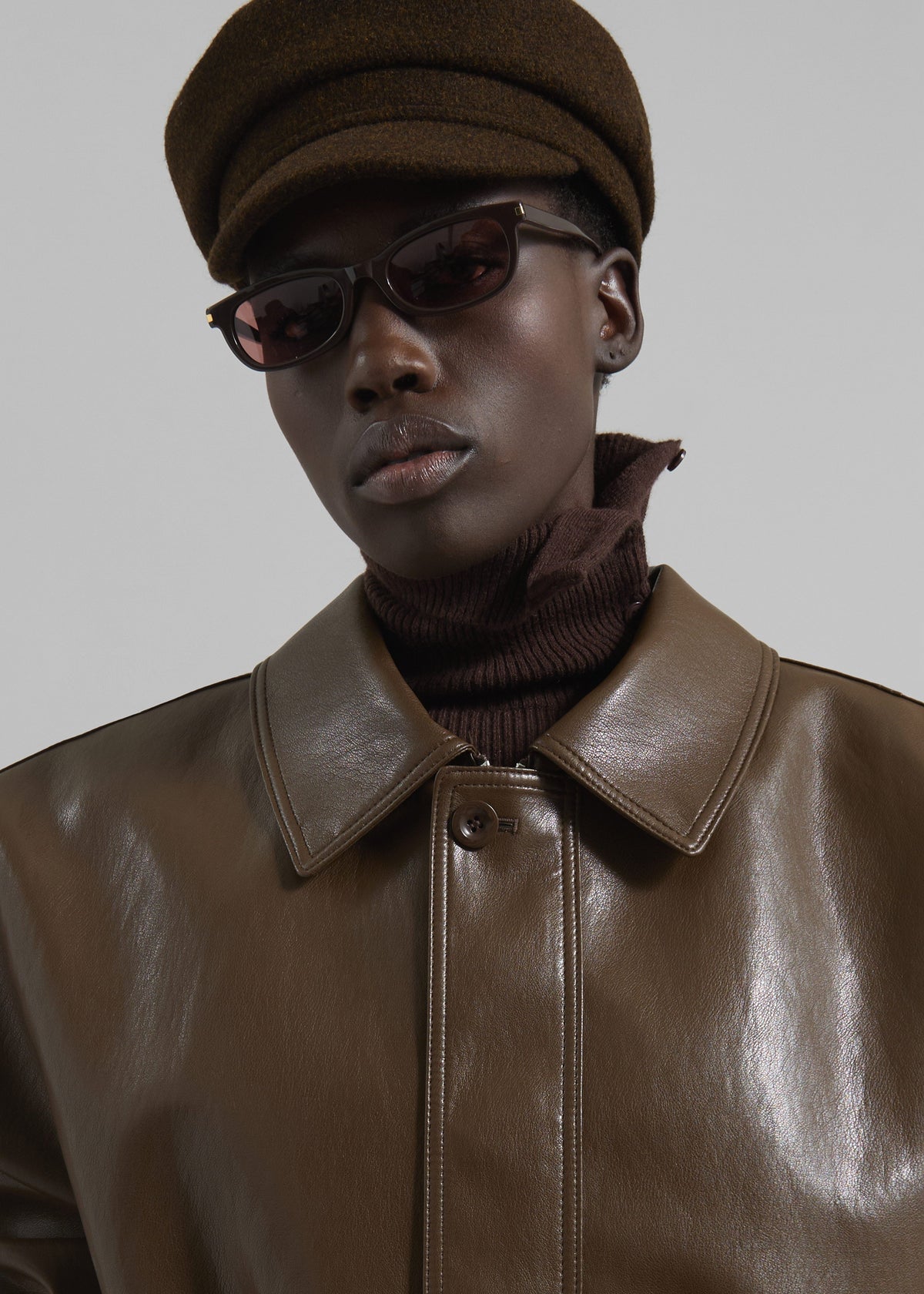 Cassel Faux Leather Jacket - Brown - 7