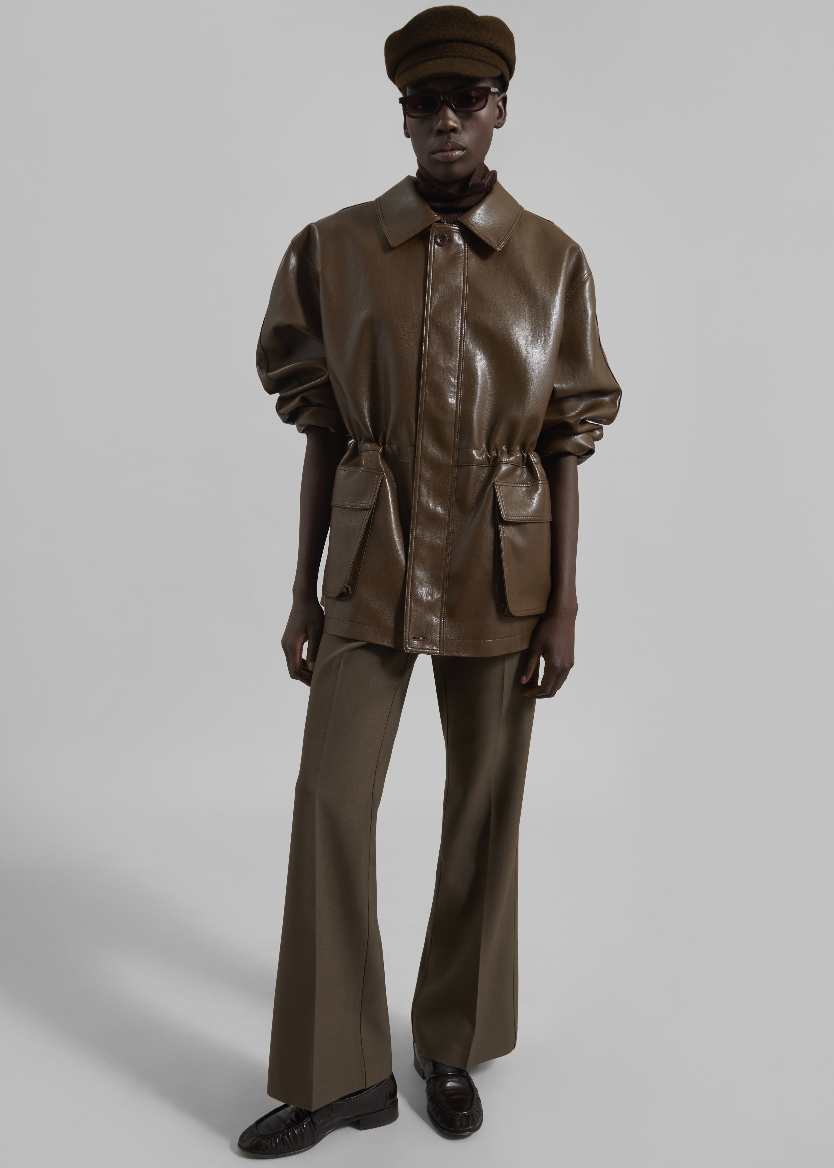 Cassel Faux Leather Jacket - Brown - 6