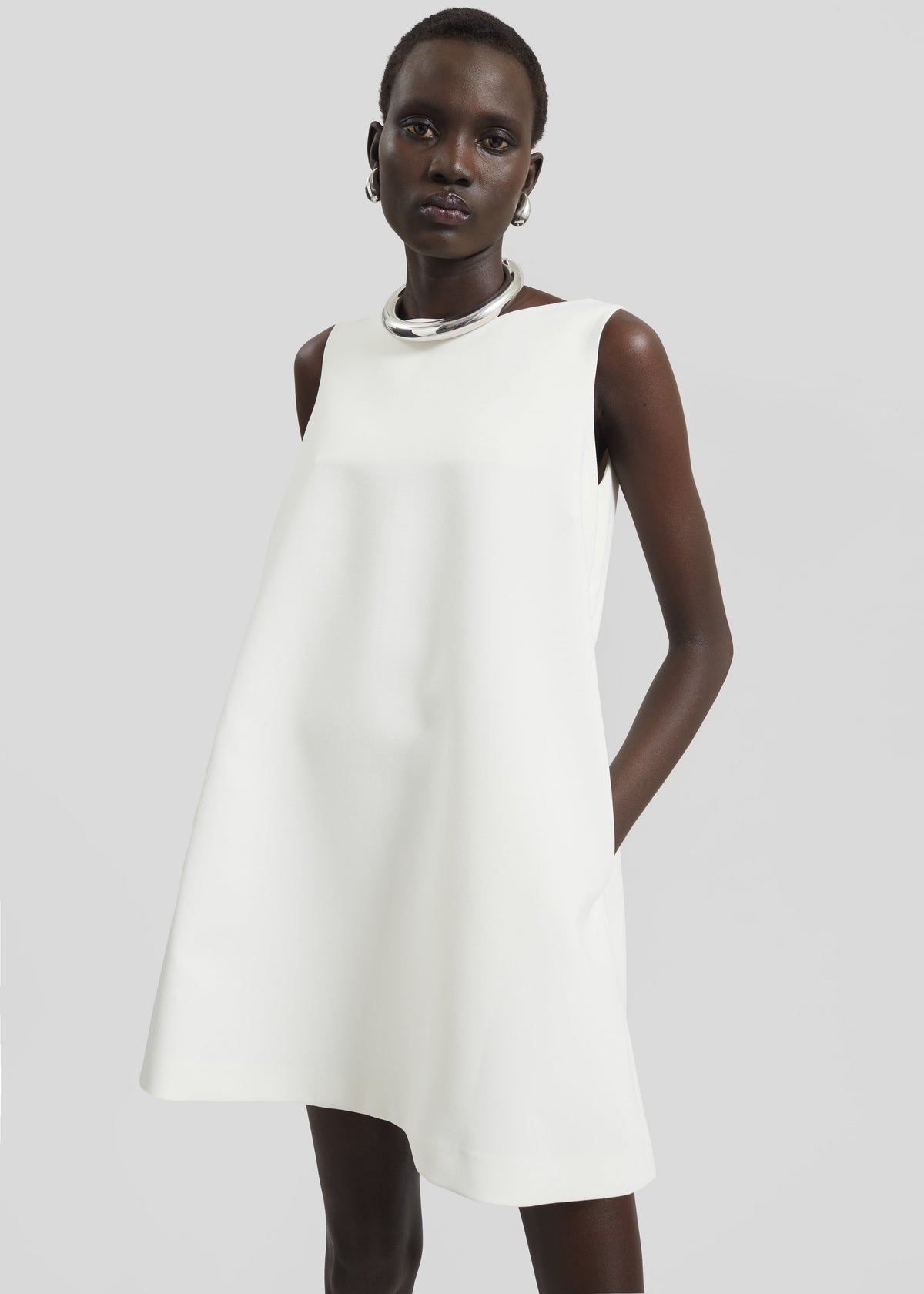 Cersay Mini Trapeze Dress - Ivory - 3