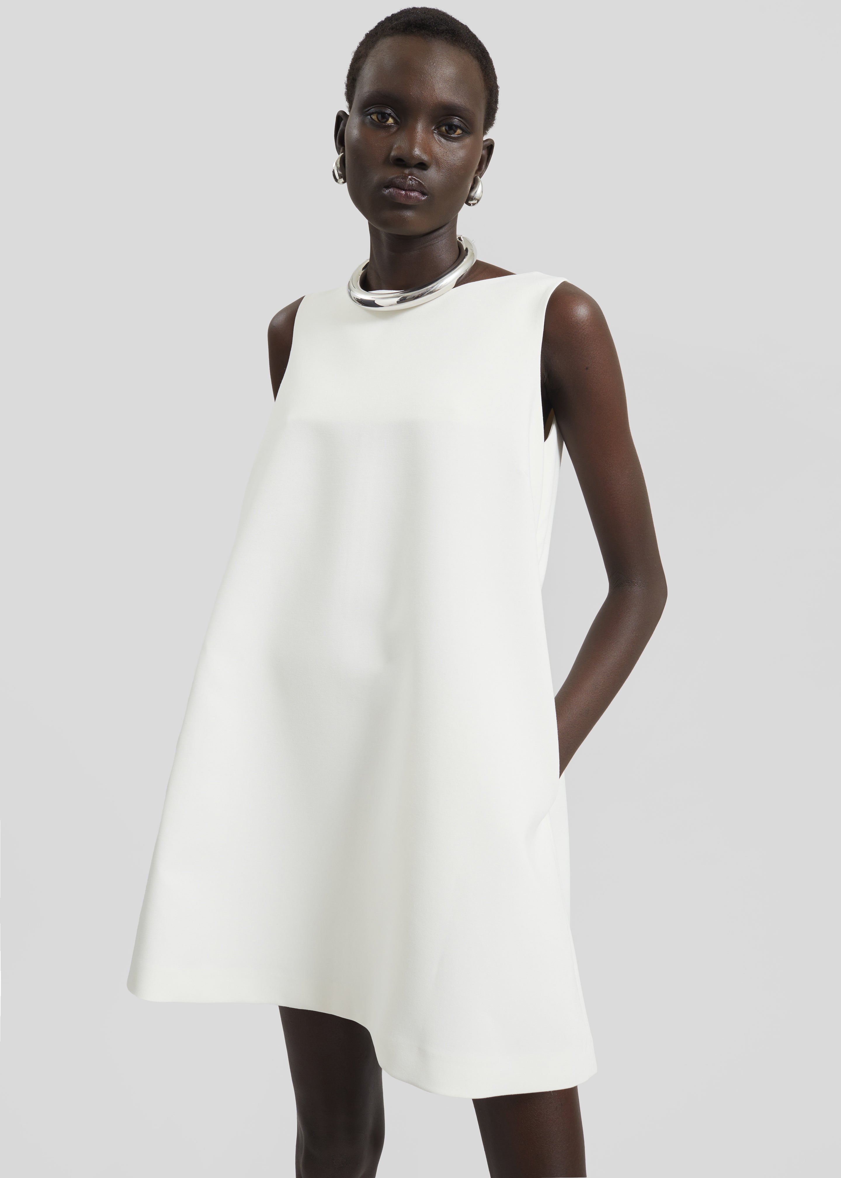 Cersay Mini Trapeze Dress - Ivory - 3