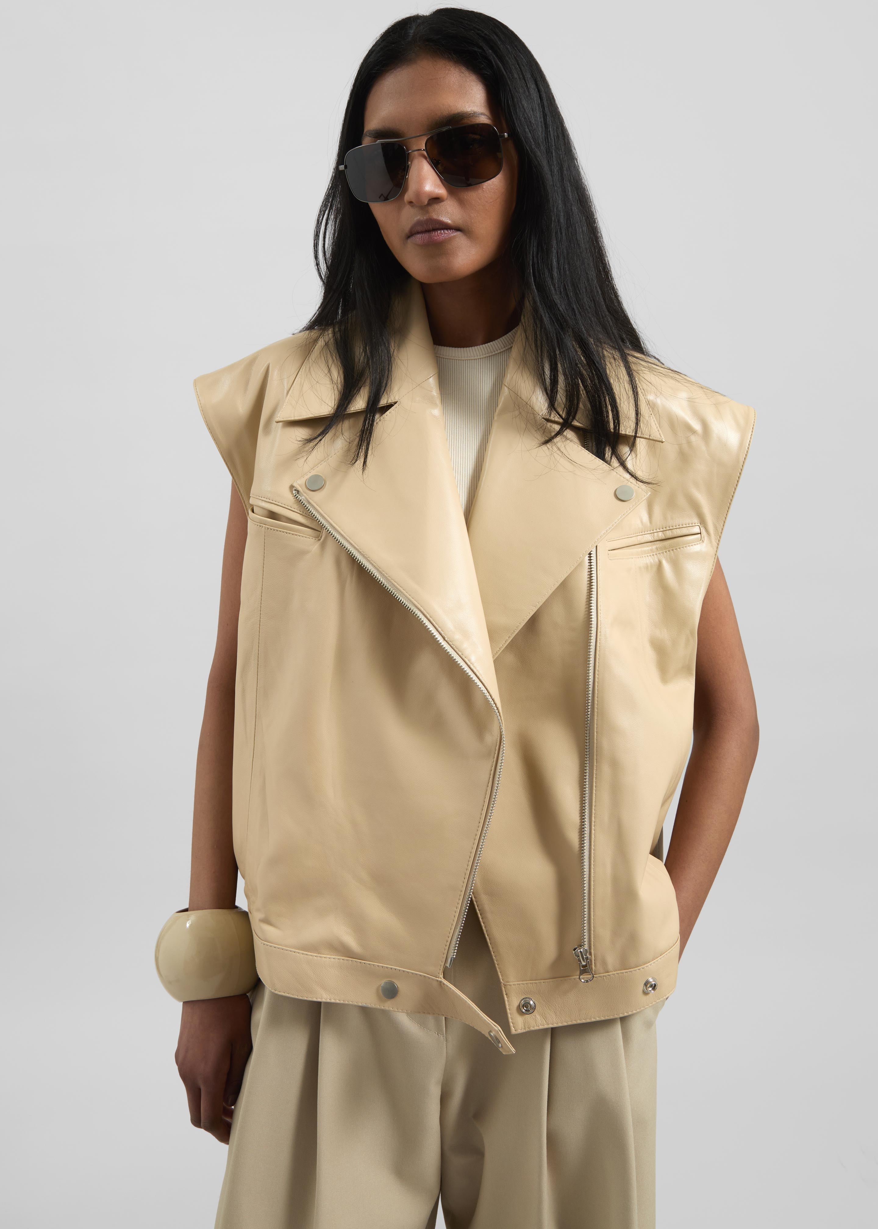 Cetina Leather Vest - Beige - 2