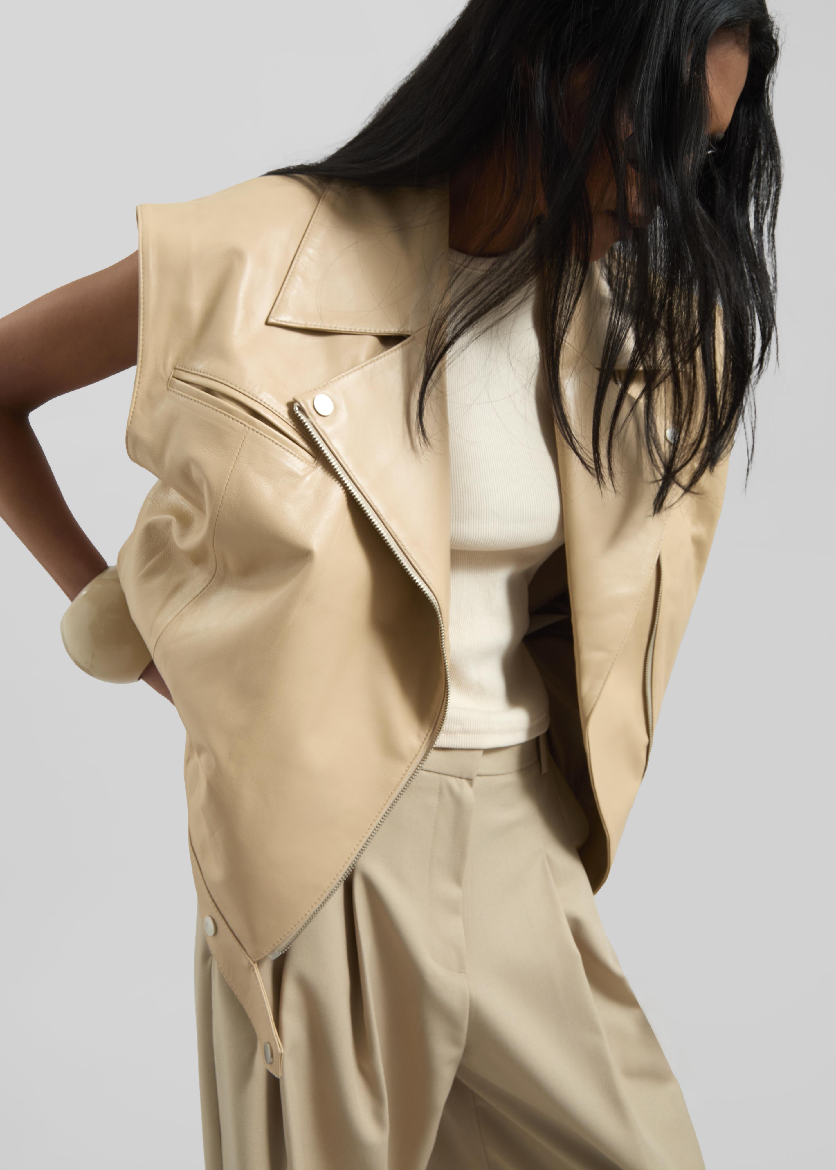 Cetina Leather Vest - Beige - 3