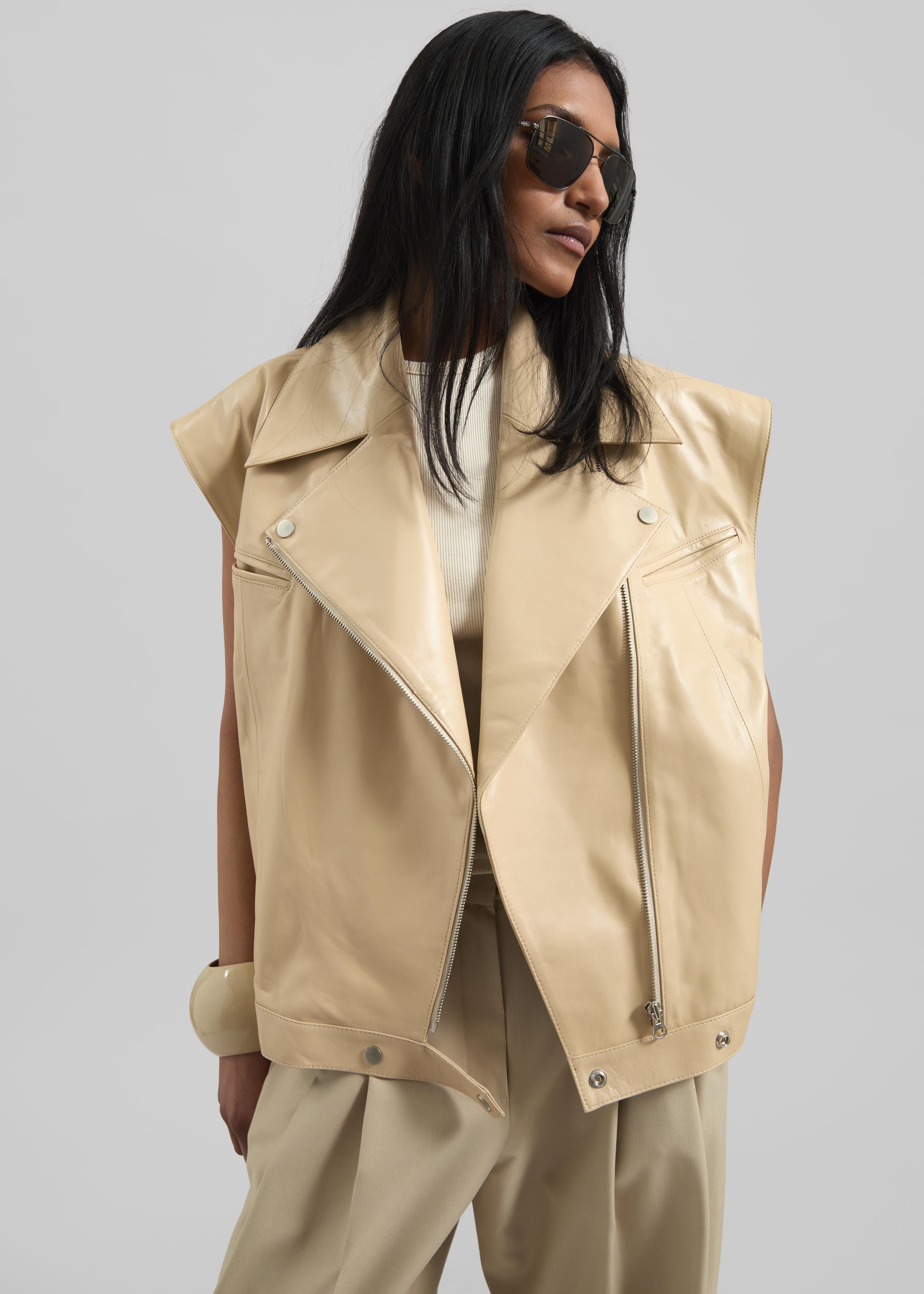 Cetina Leather Vest - Beige - 5