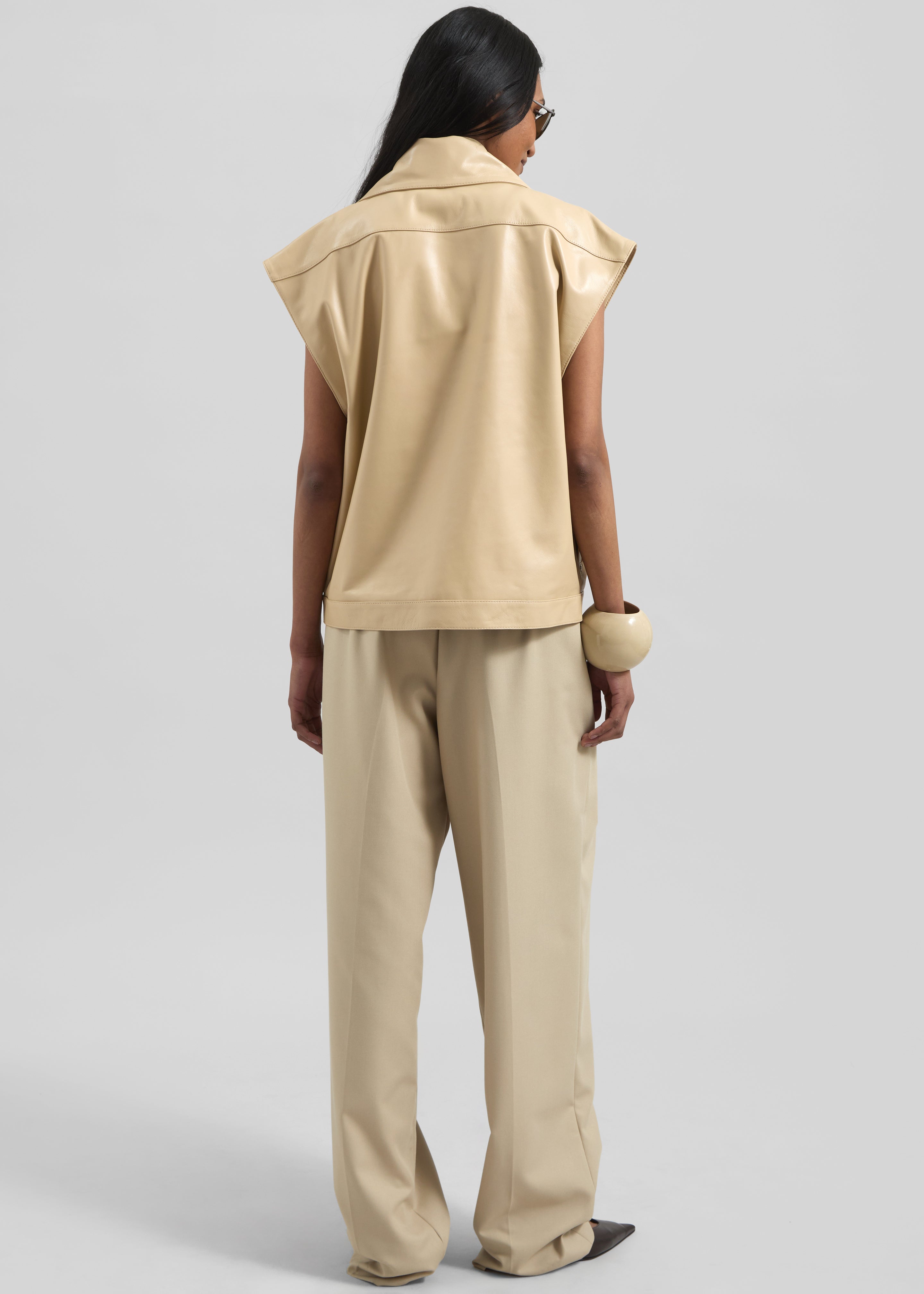 Cetina Leather Vest - Beige - 7