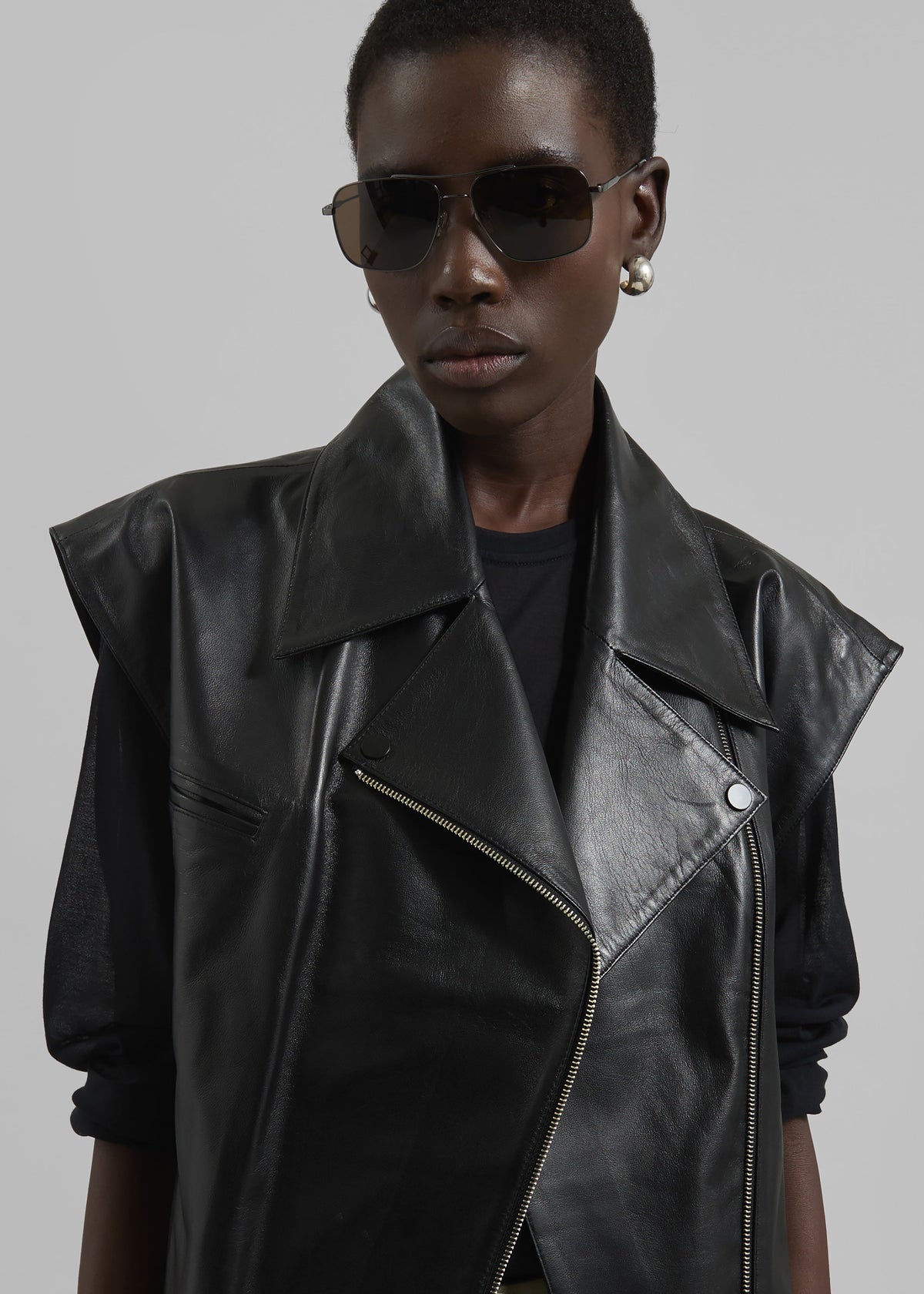 Cetina Leather Vest - Black - 4