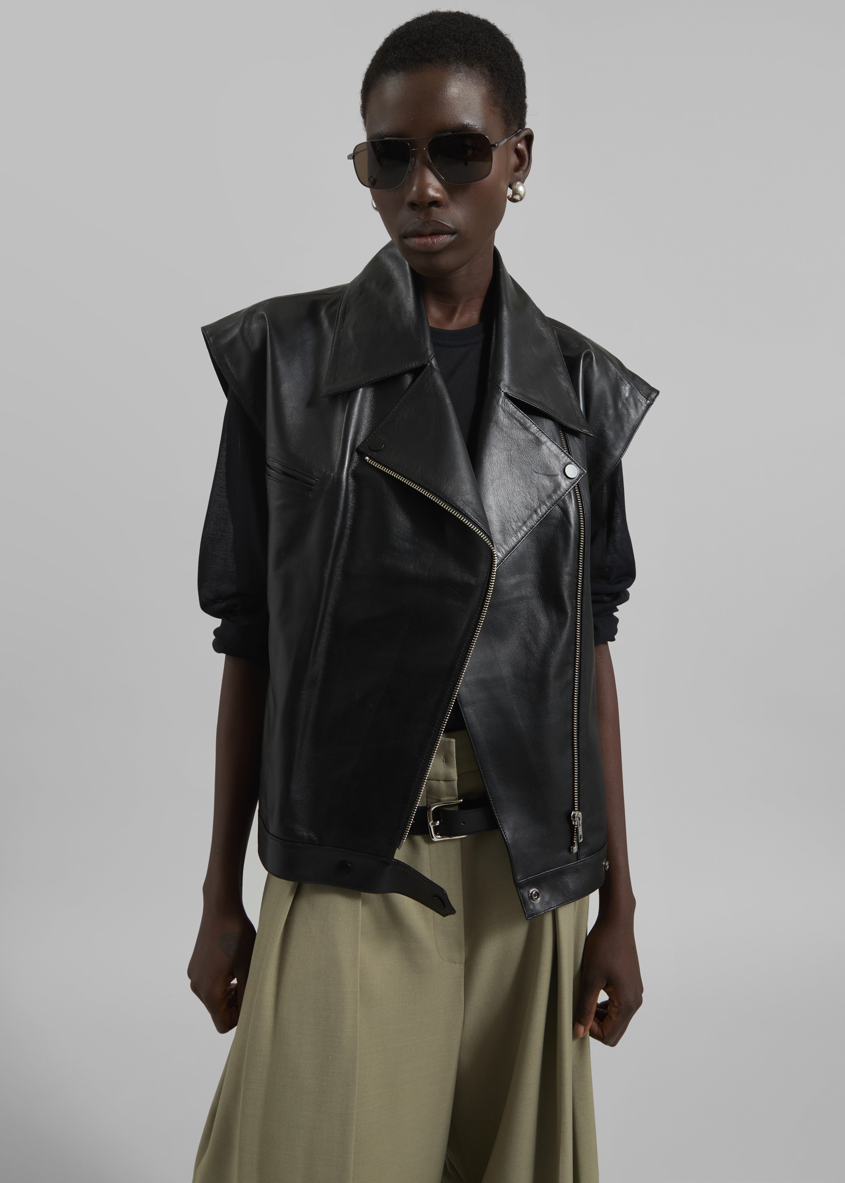 Cetina Leather Vest - Black - 2