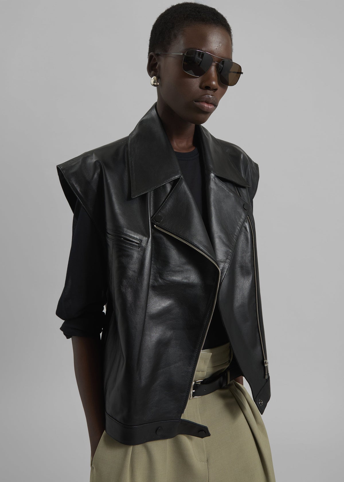 Cetina Leather Vest - Black - 3