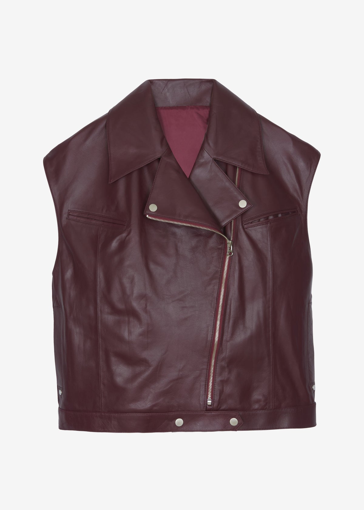 Cetina Leather Vest - Burgundy - 6
