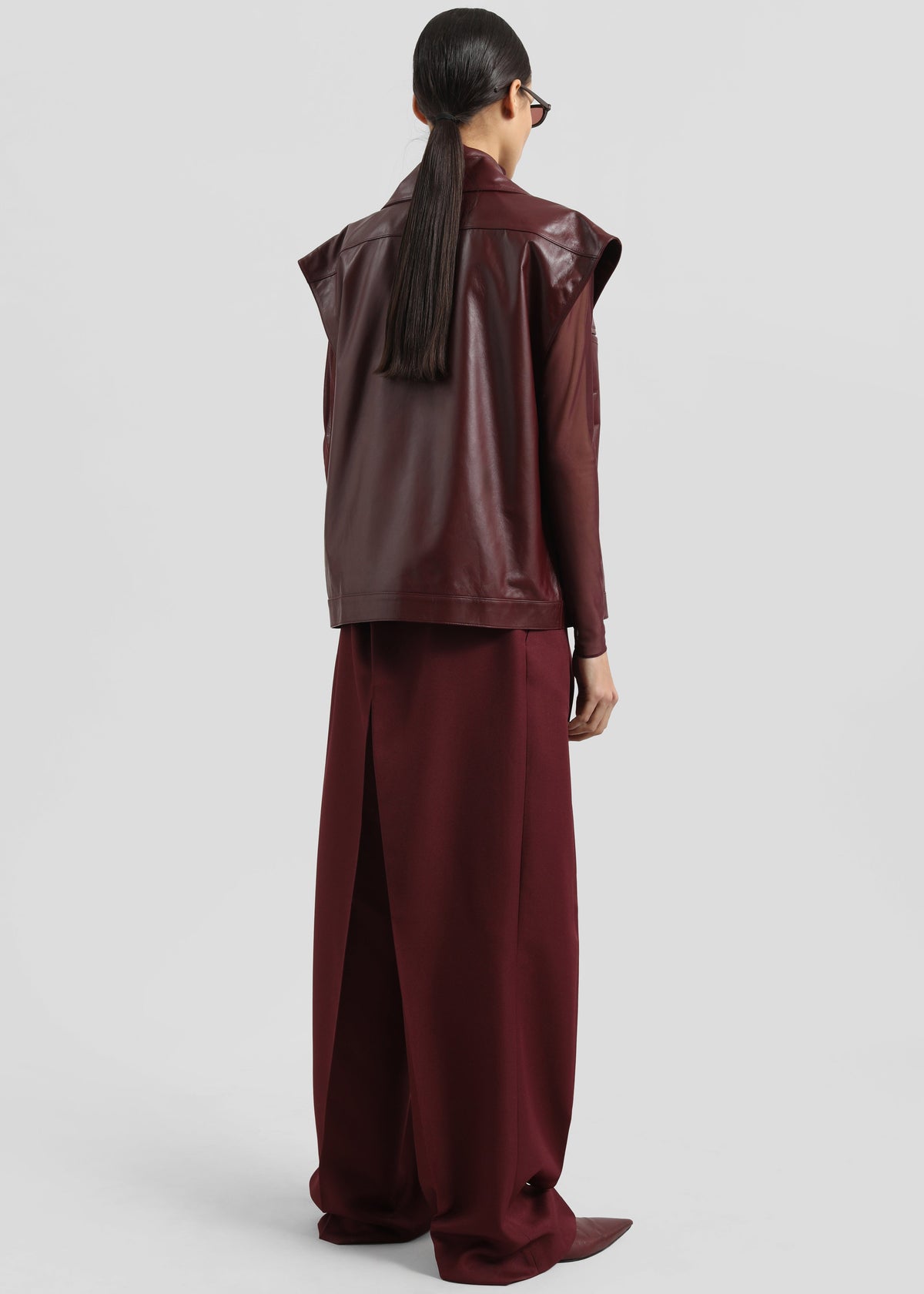 Cetina Leather Vest - Burgundy - 5