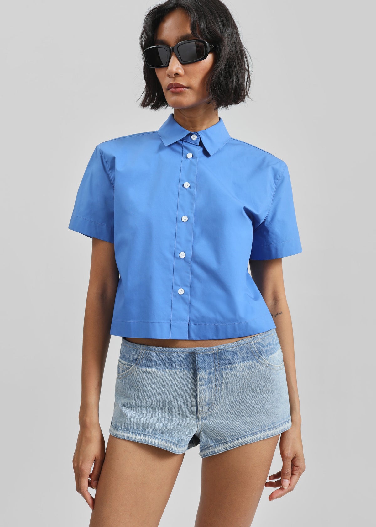 Christopher Esber Reconstruct Denim Micro Shorts - Indigo - 5