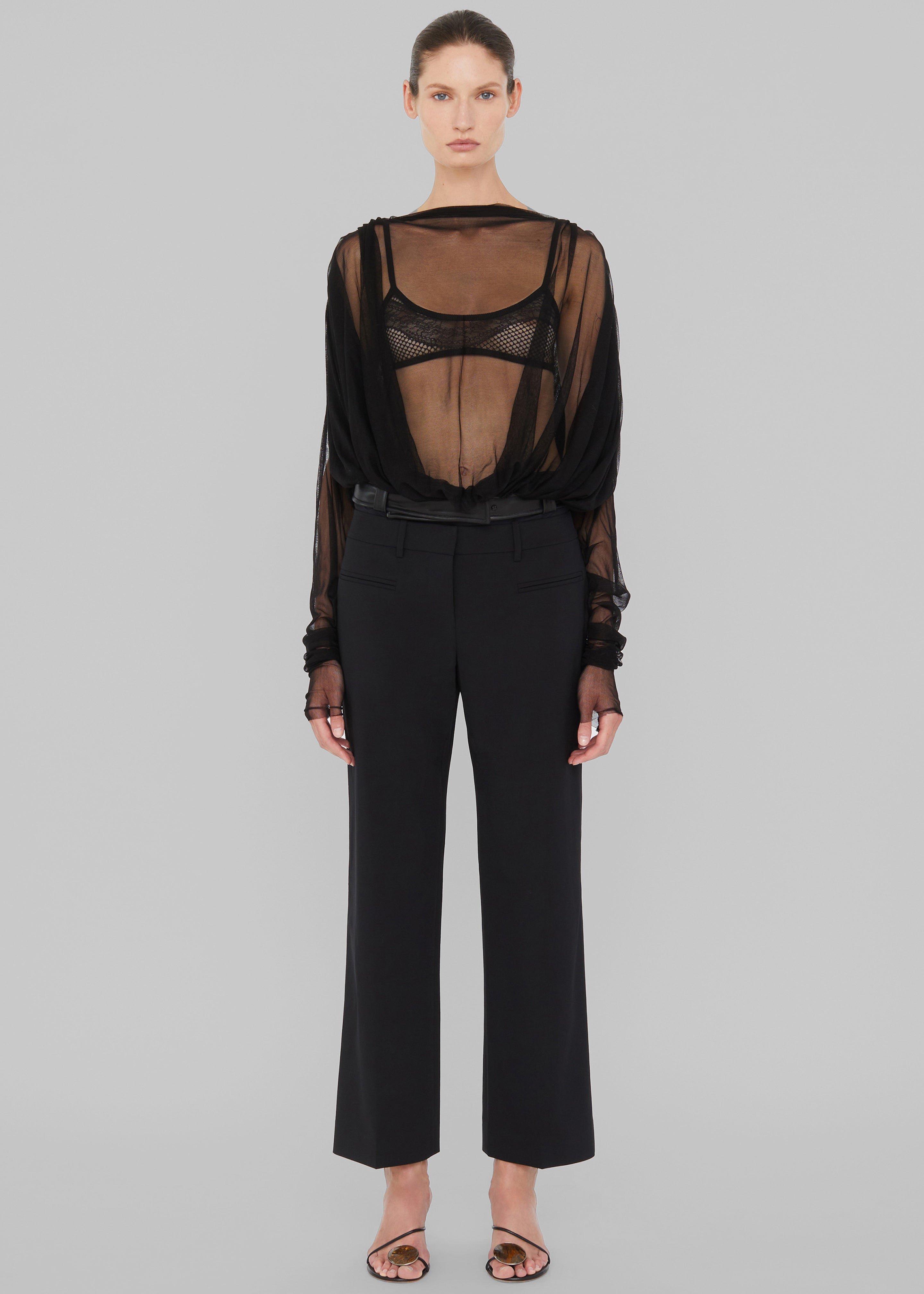 Christopher Esber Ripple Tulle Circular Bodysuit - Black - 4