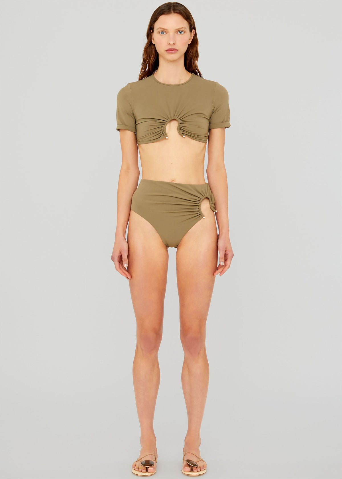 Christopher Esber Ruched Crescent High Briefs - Eucalypt - 2