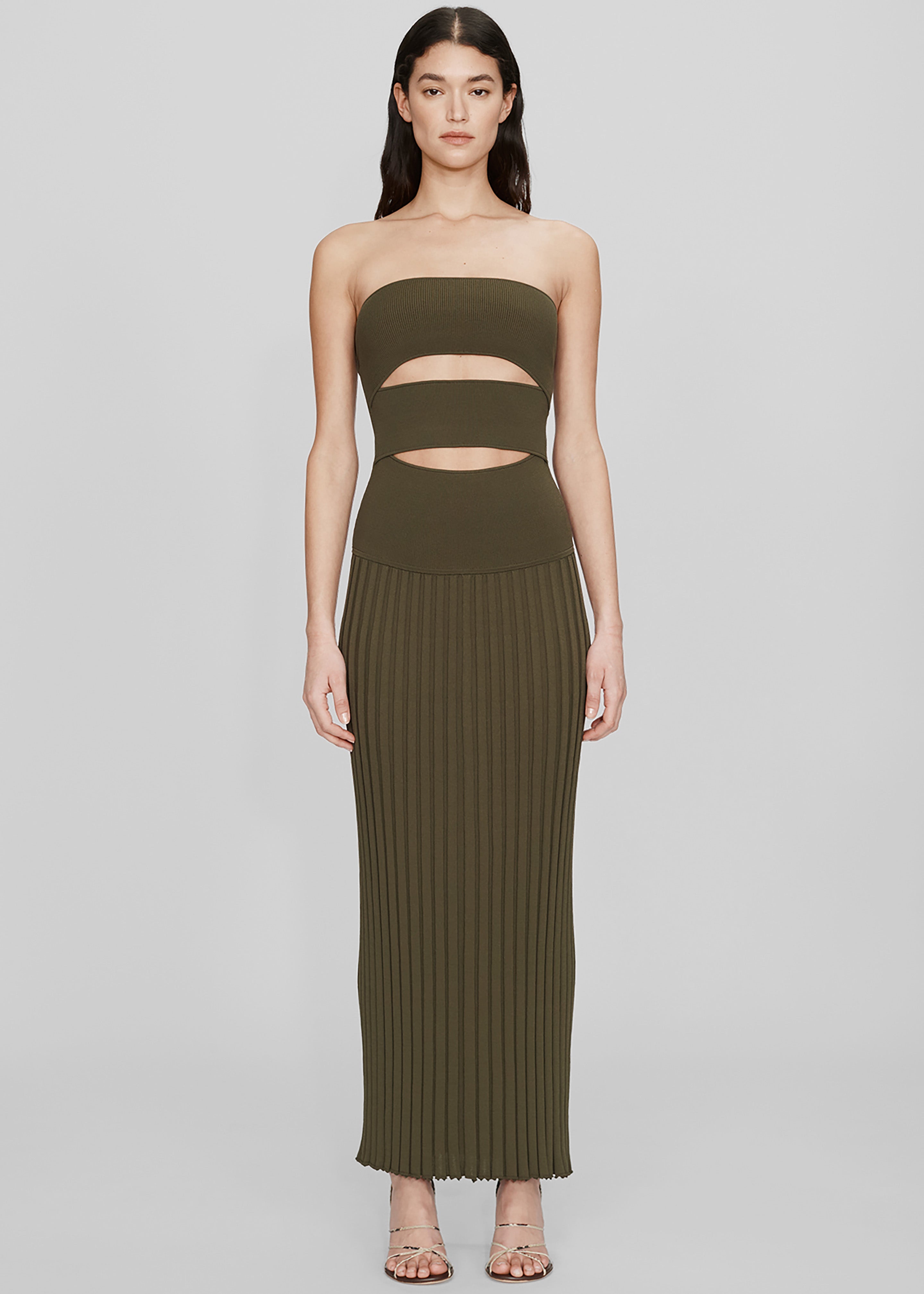 Christopher Esber Slashed Knit Sunray Strapless Dress