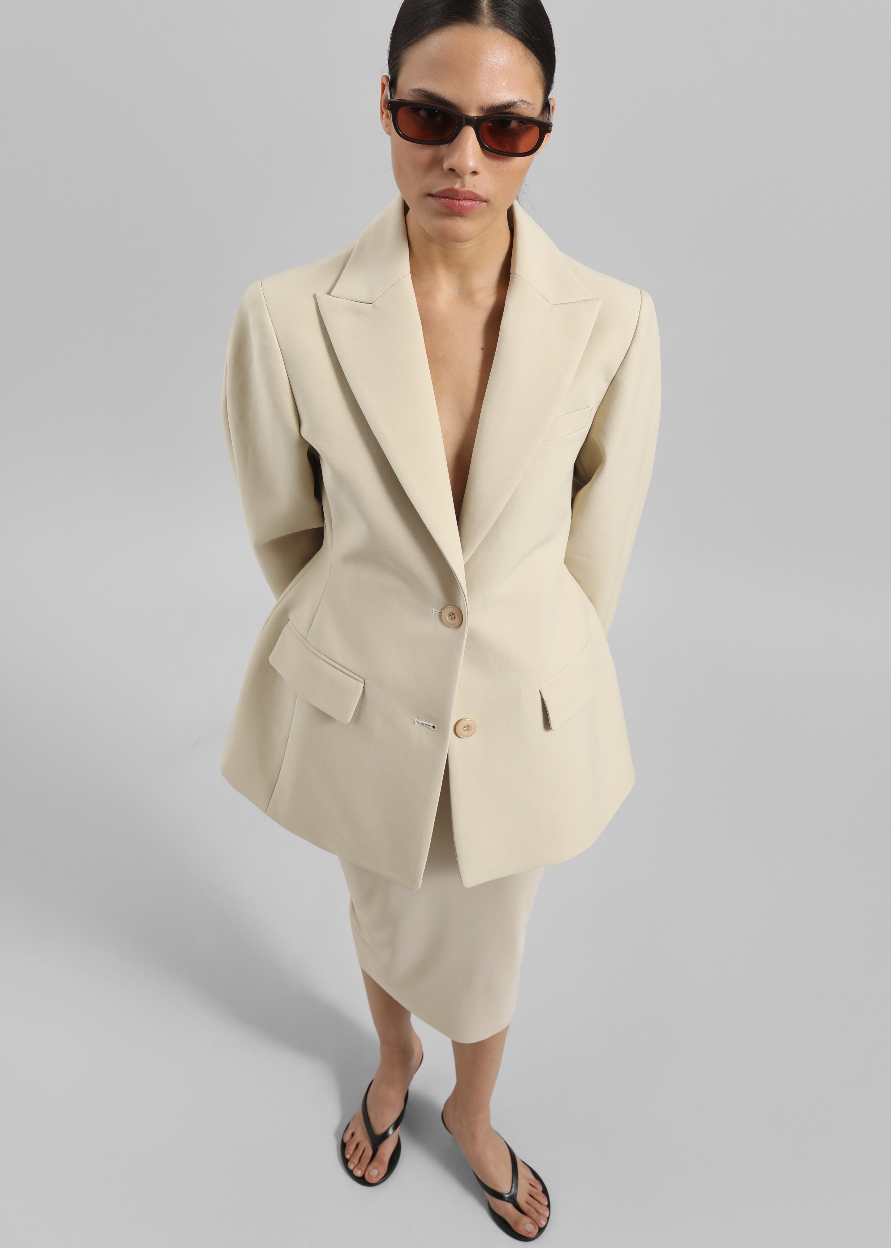 Colette Hourglass Blazer - Beige - 3