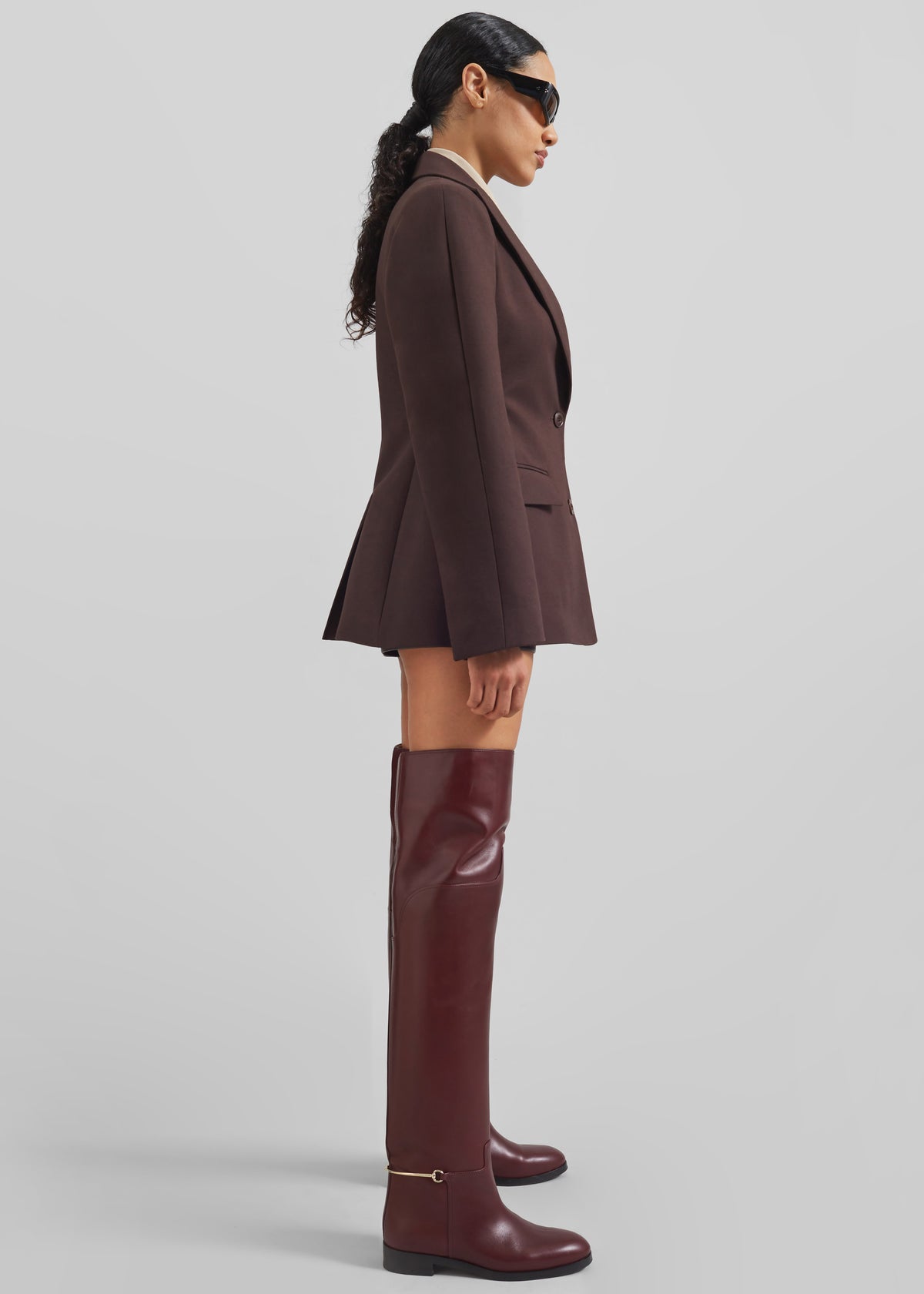Colette Hourglass Blazer - Dark Brown - 4