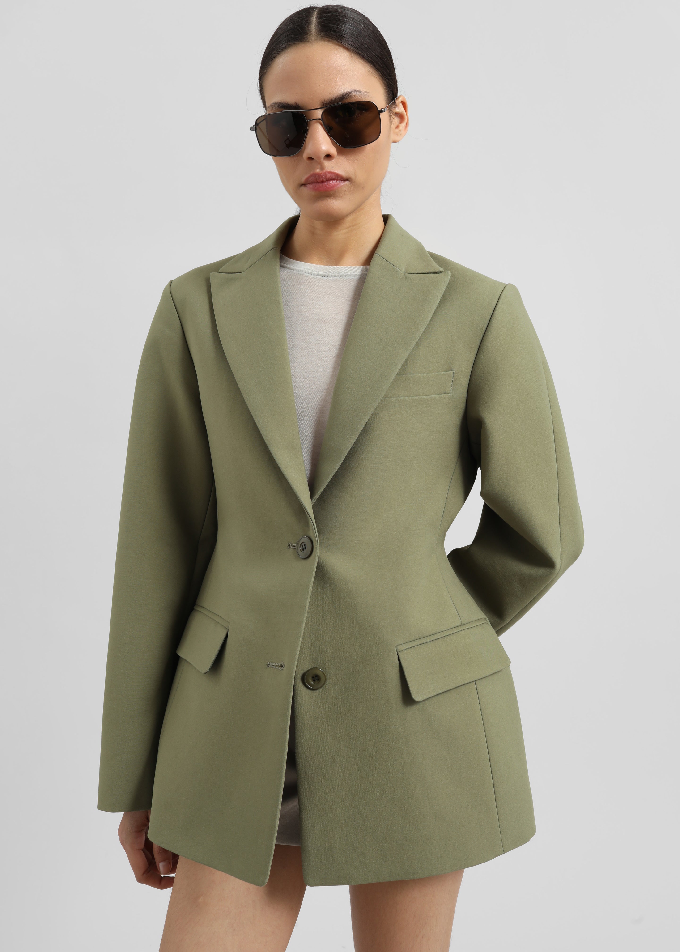 Colette Hourglass Blazer - Khaki - 1
