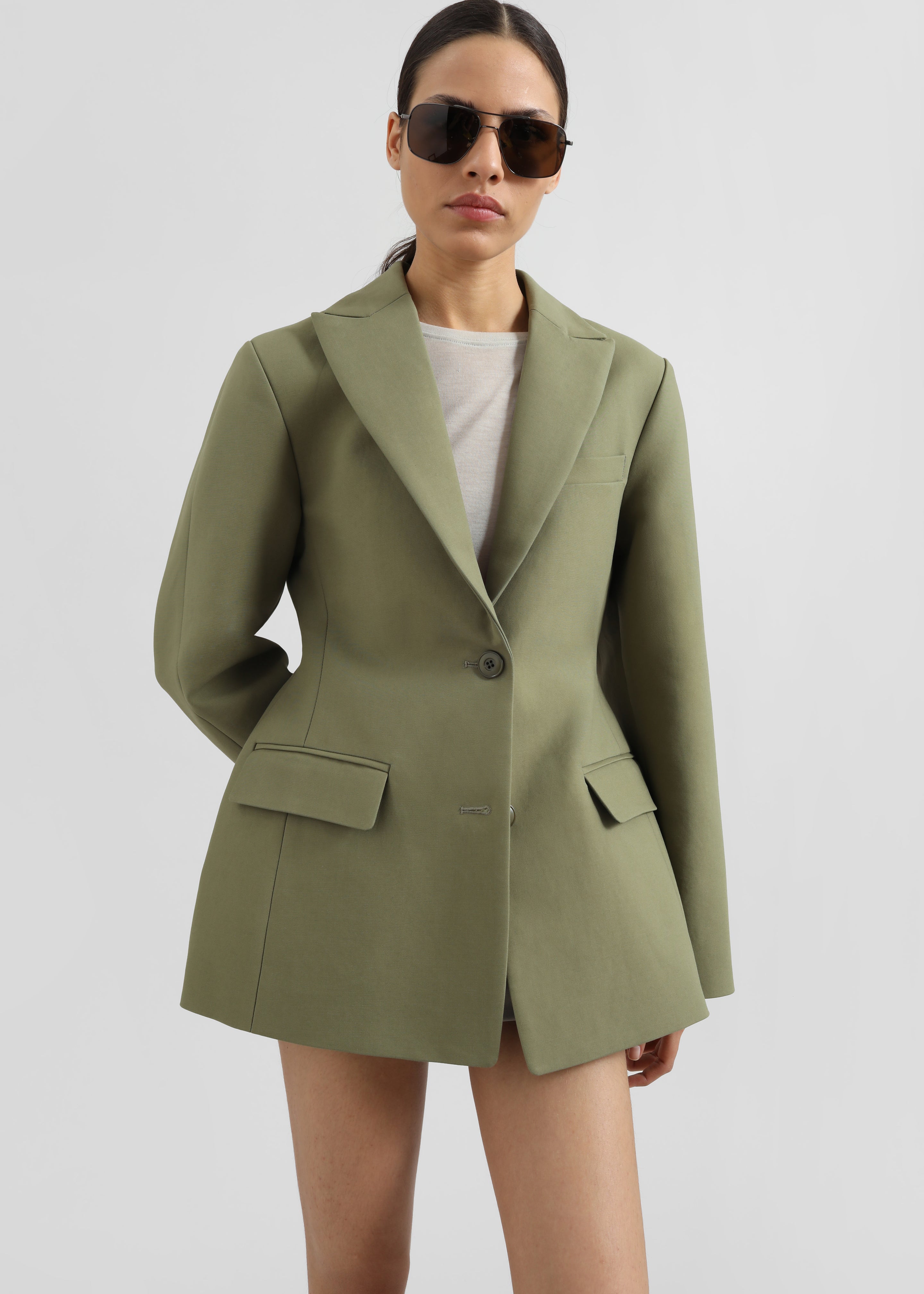 Colette Hourglass Blazer - Khaki - 4