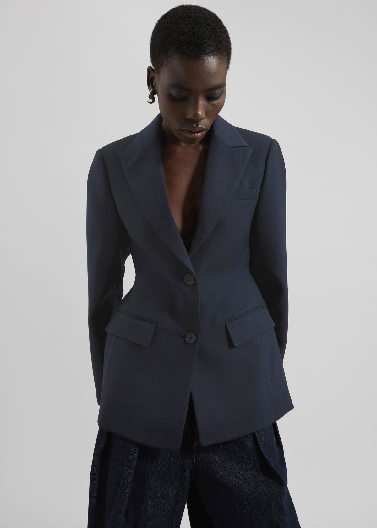 Colette Hourglass Twill Blazer - Navy - 5