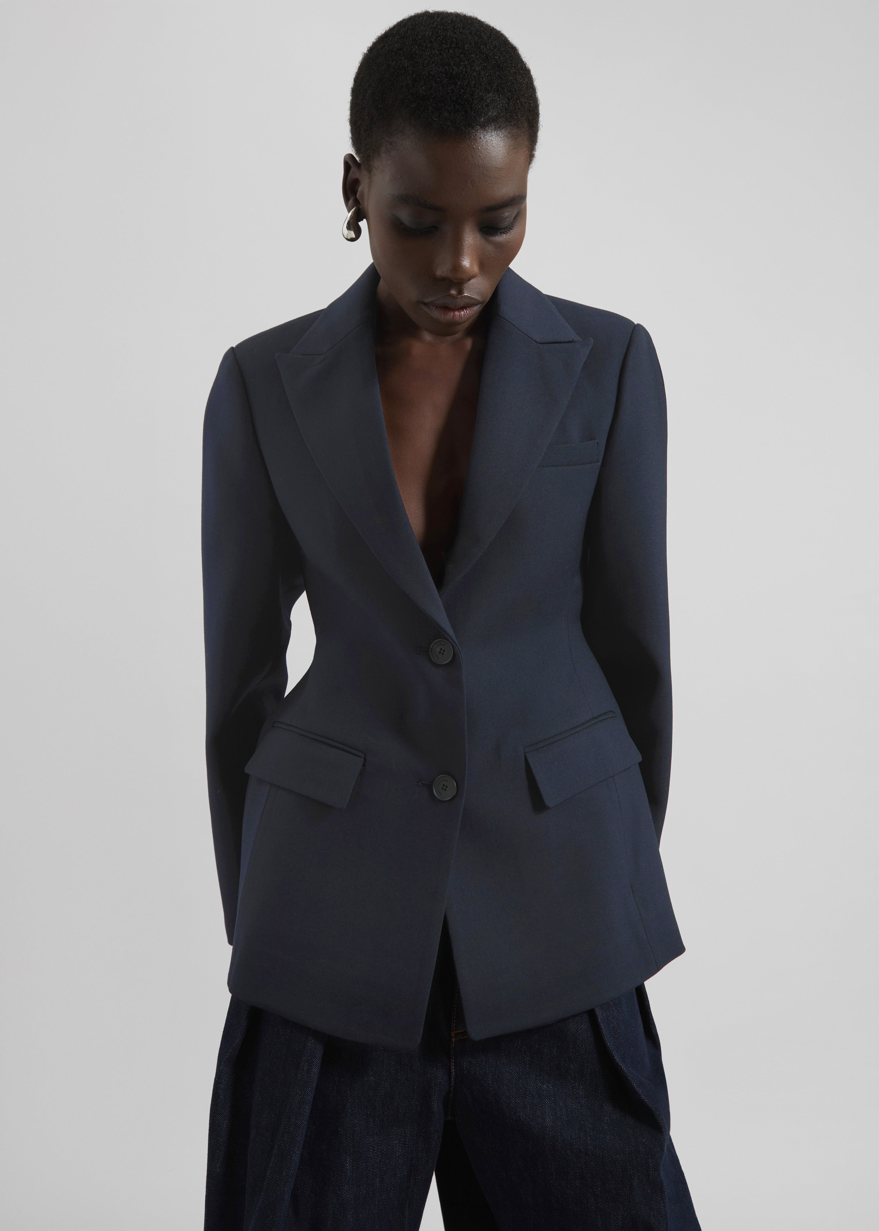 Colette Hourglass Twill Blazer - Navy - 5