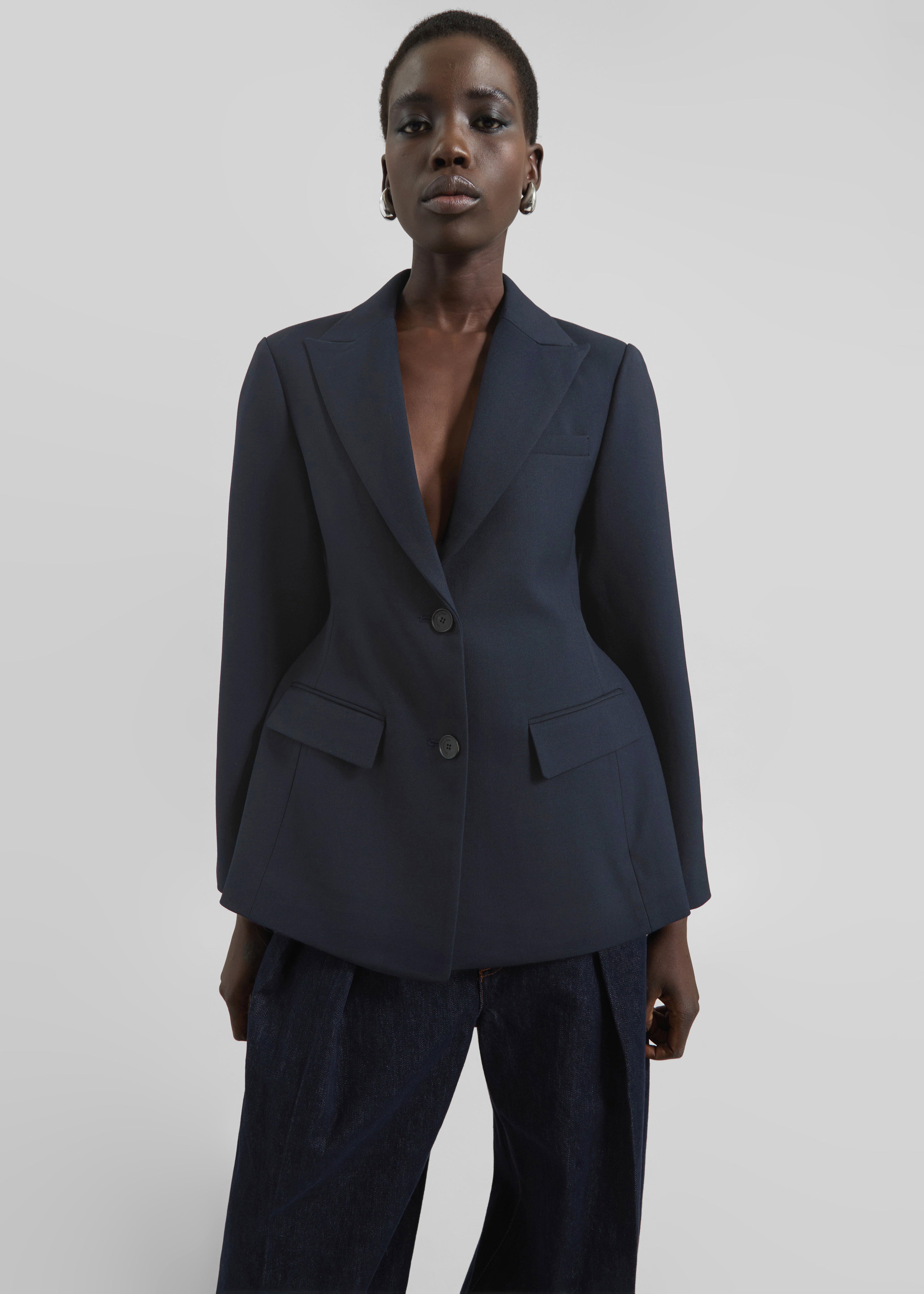 Colette Hourglass Twill Blazer - Navy - 2