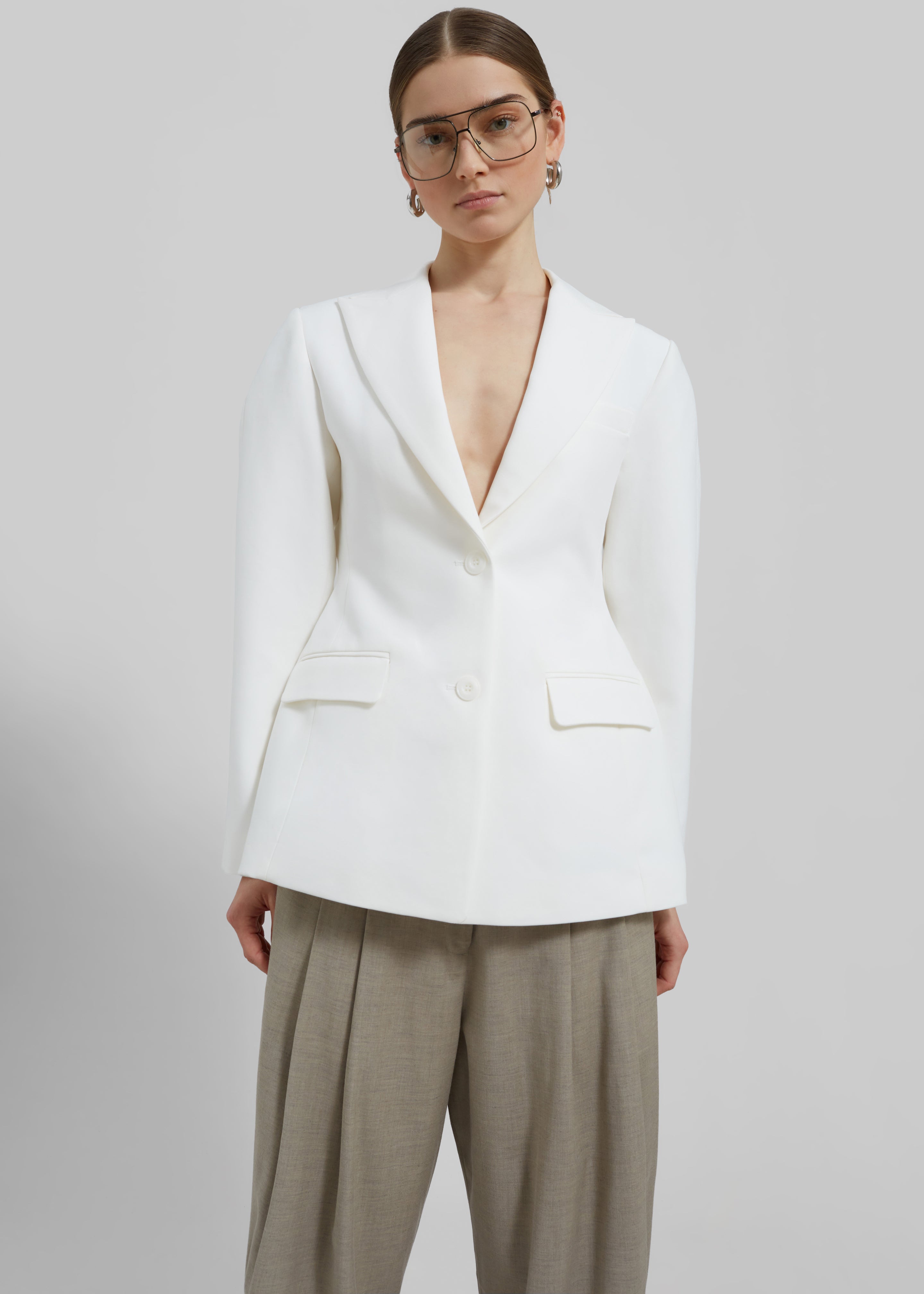 Colette Hourglass Blazer - White - 1