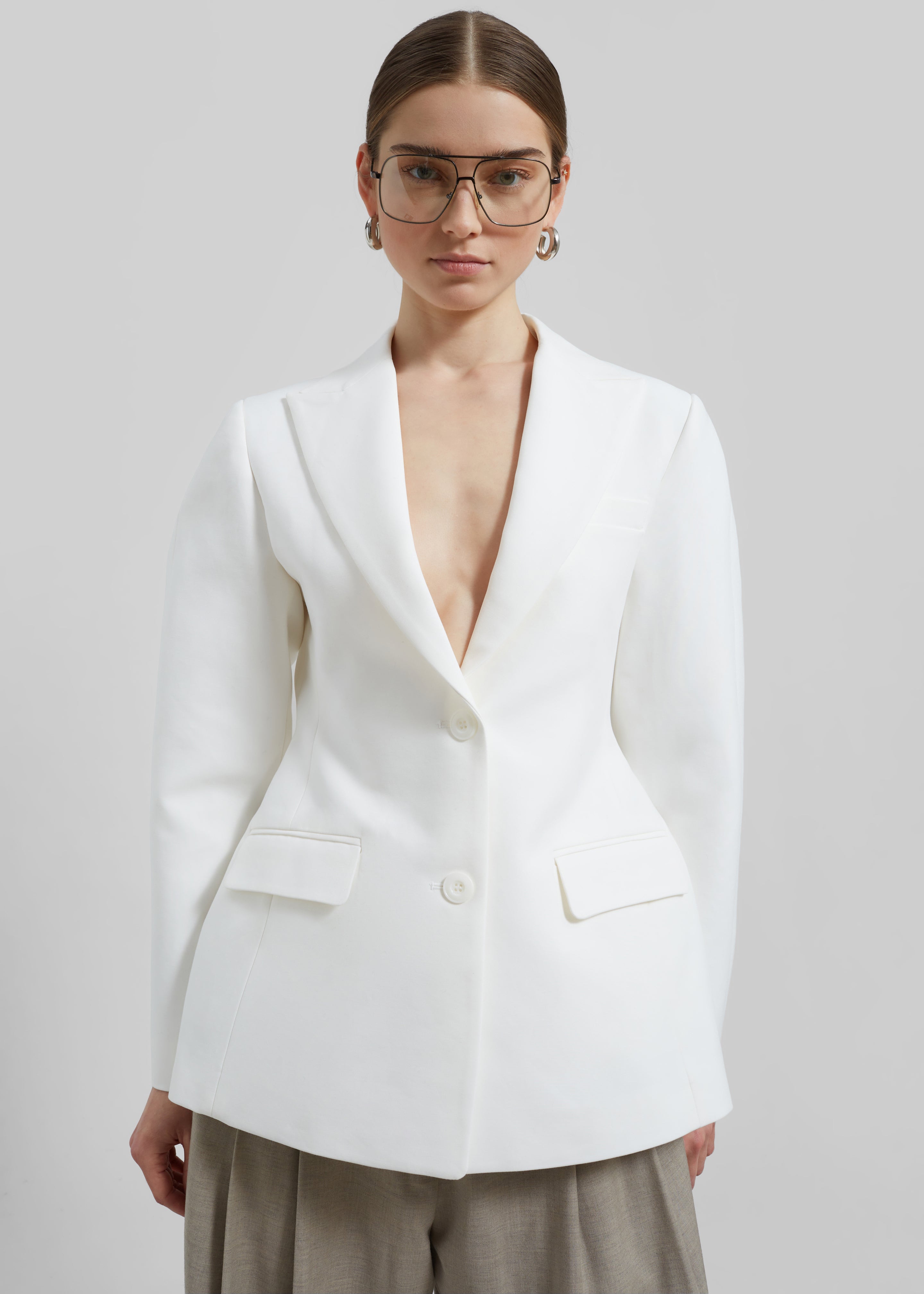 Colette Hourglass Blazer - White - 5