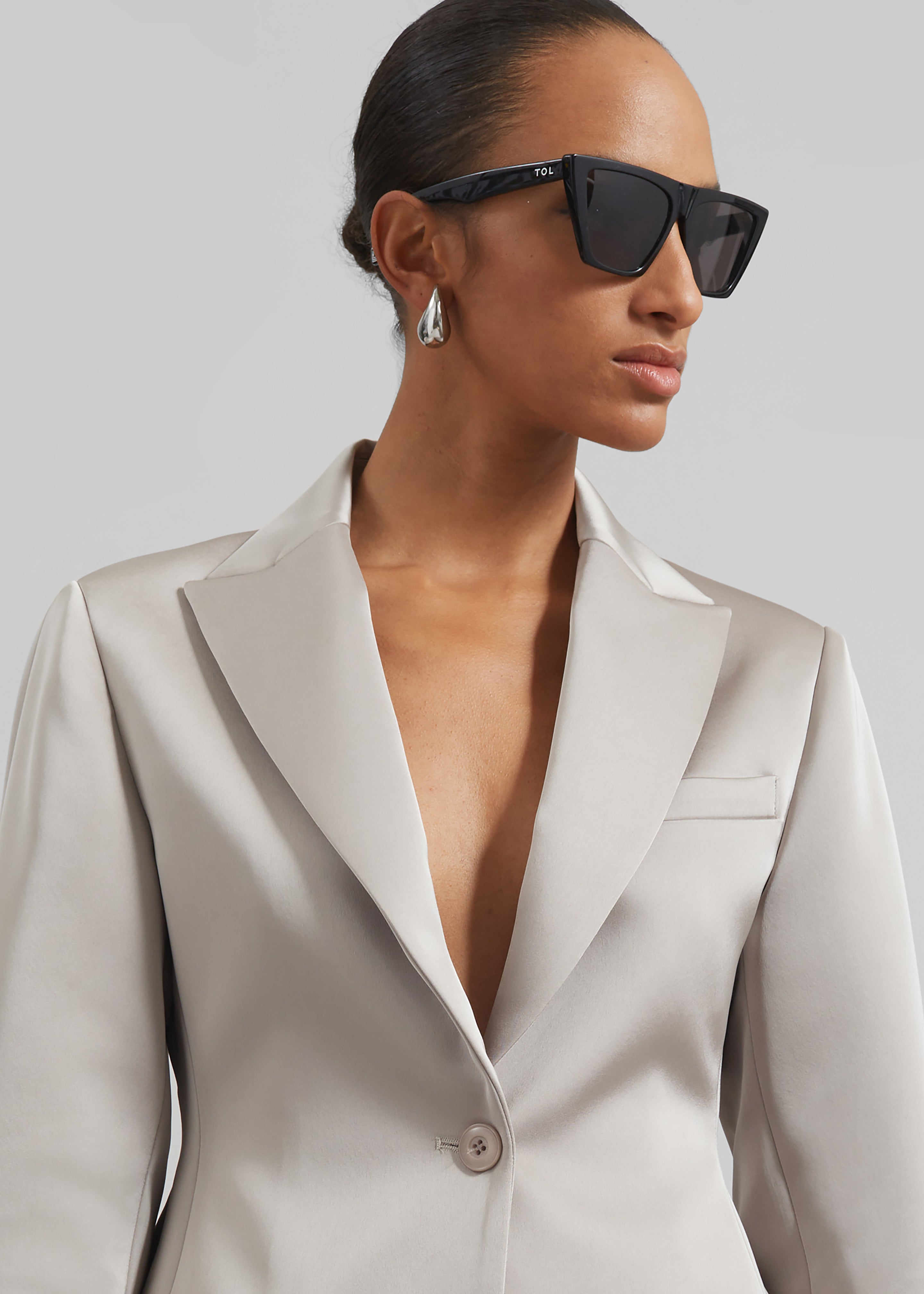 Colette Hourglass Satin Blazer - Light Taupe - 3