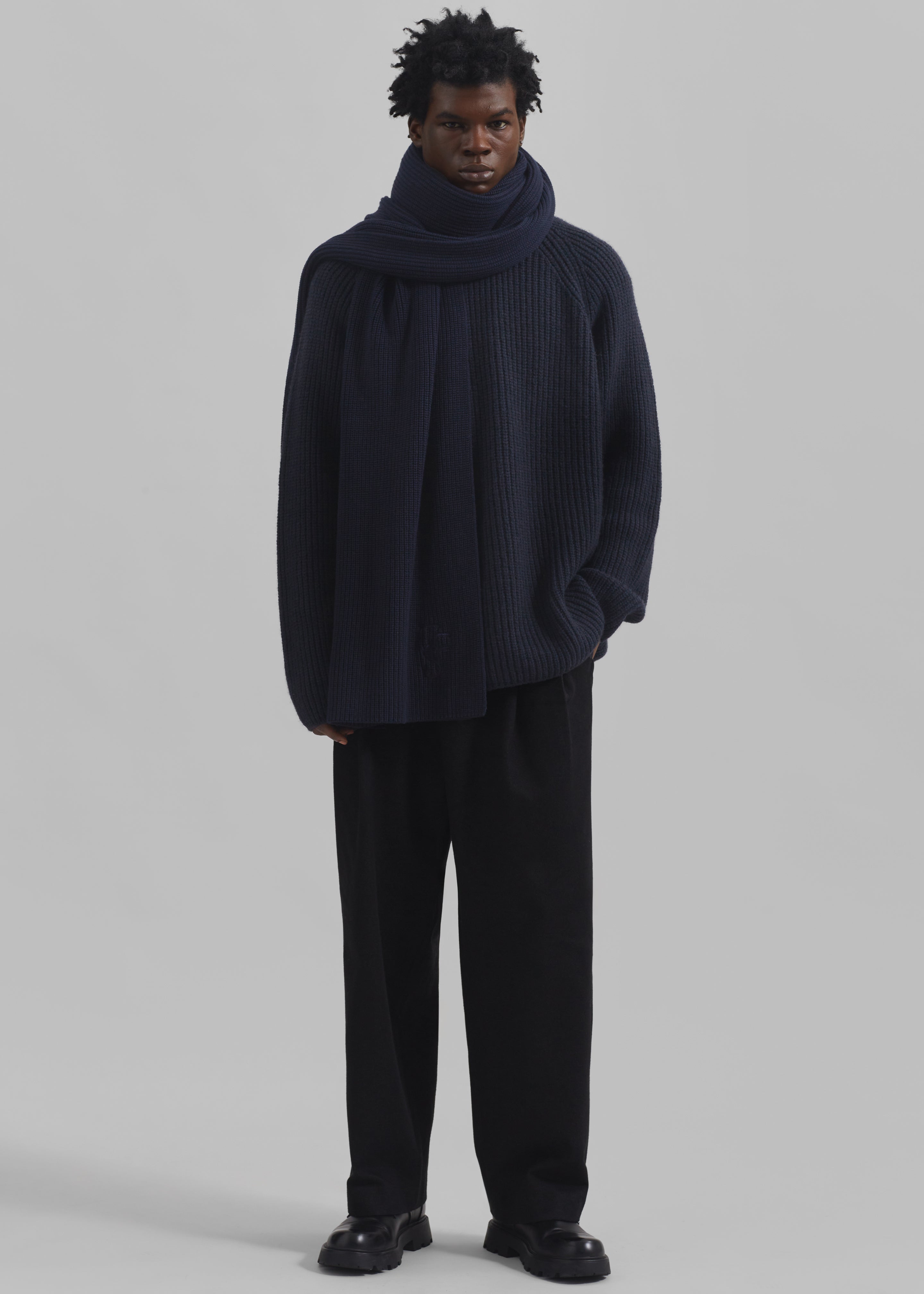Colton Wool Scarf - Navy - 4