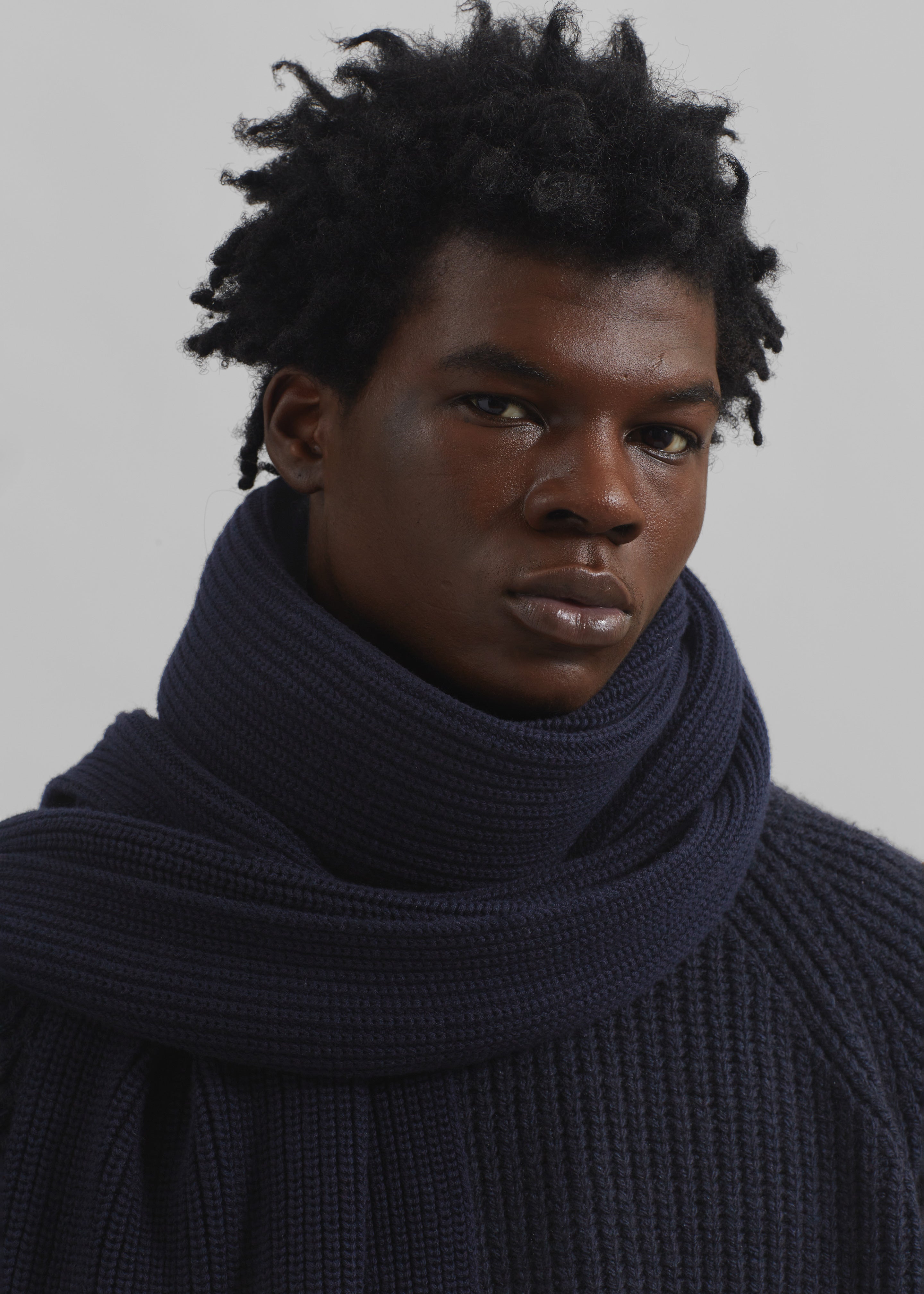 Colton Wool Scarf - Navy - 3