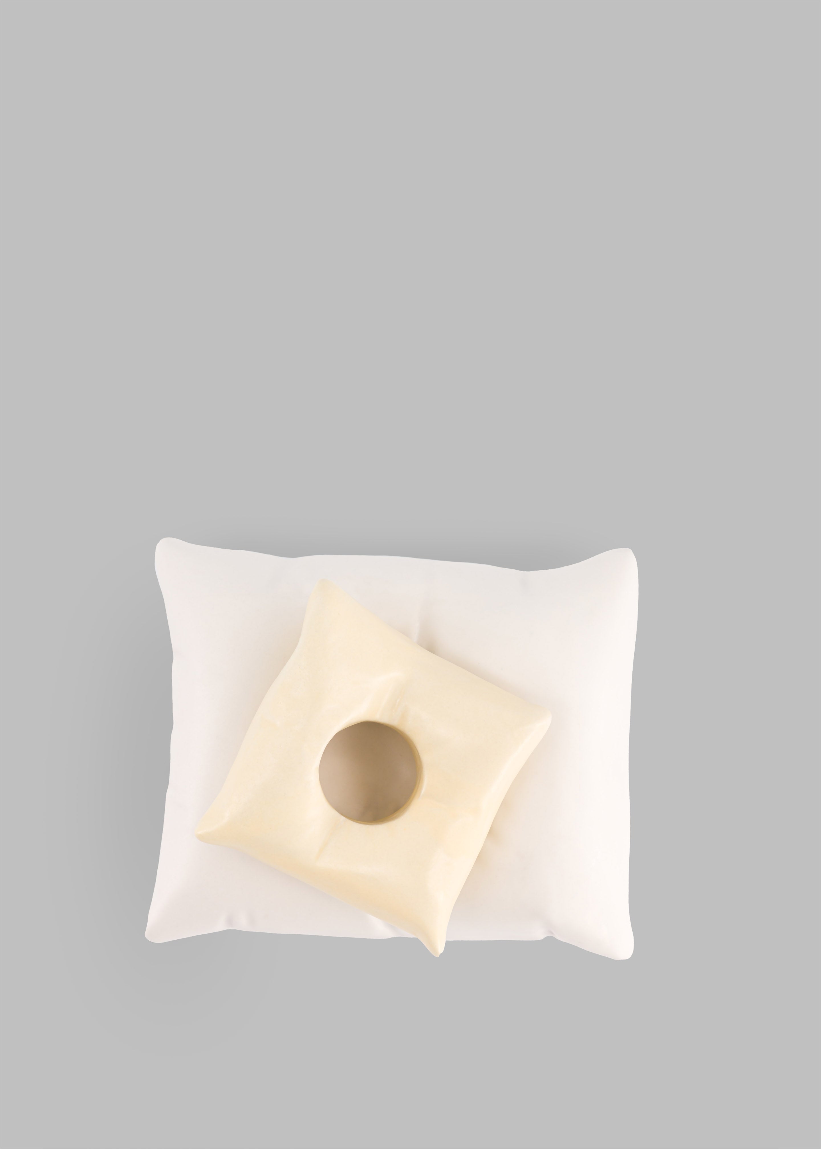 Completedworks Stacked Cushion Candle Holder - Matte White/Yellow - 3