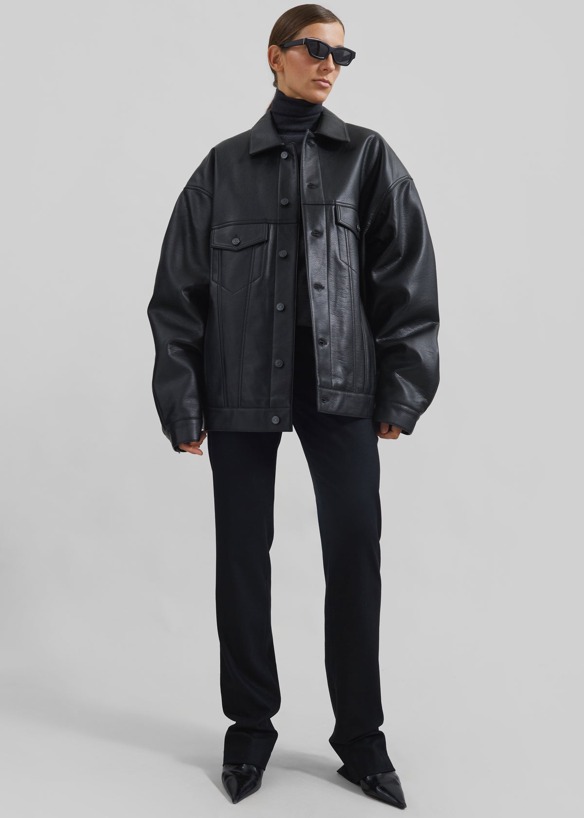Conan Faux Leather Jacket - Black - 3