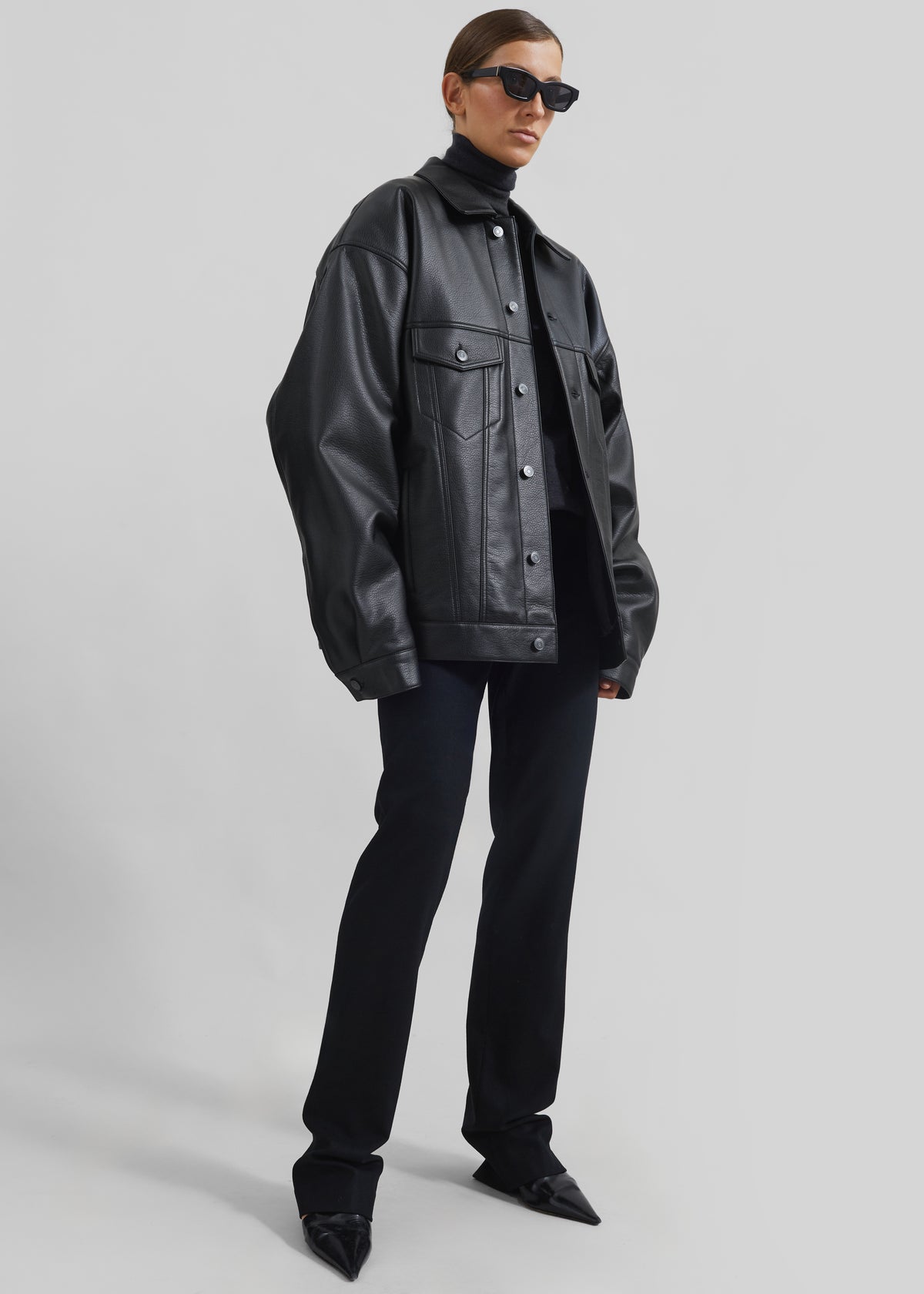 Conan Faux Leather Jacket - Black - 4