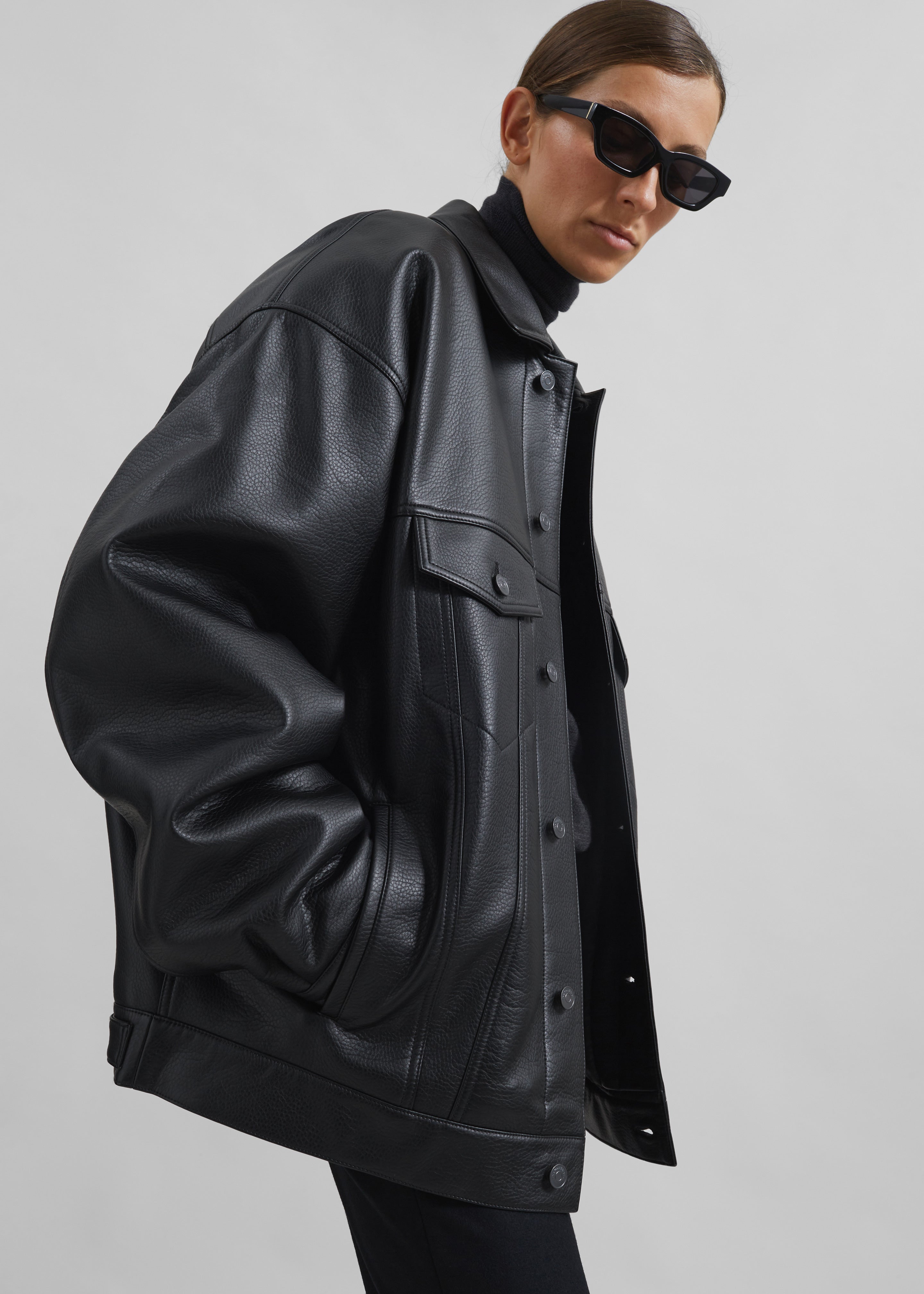 Conan Faux Leather Jacket - Black - 7