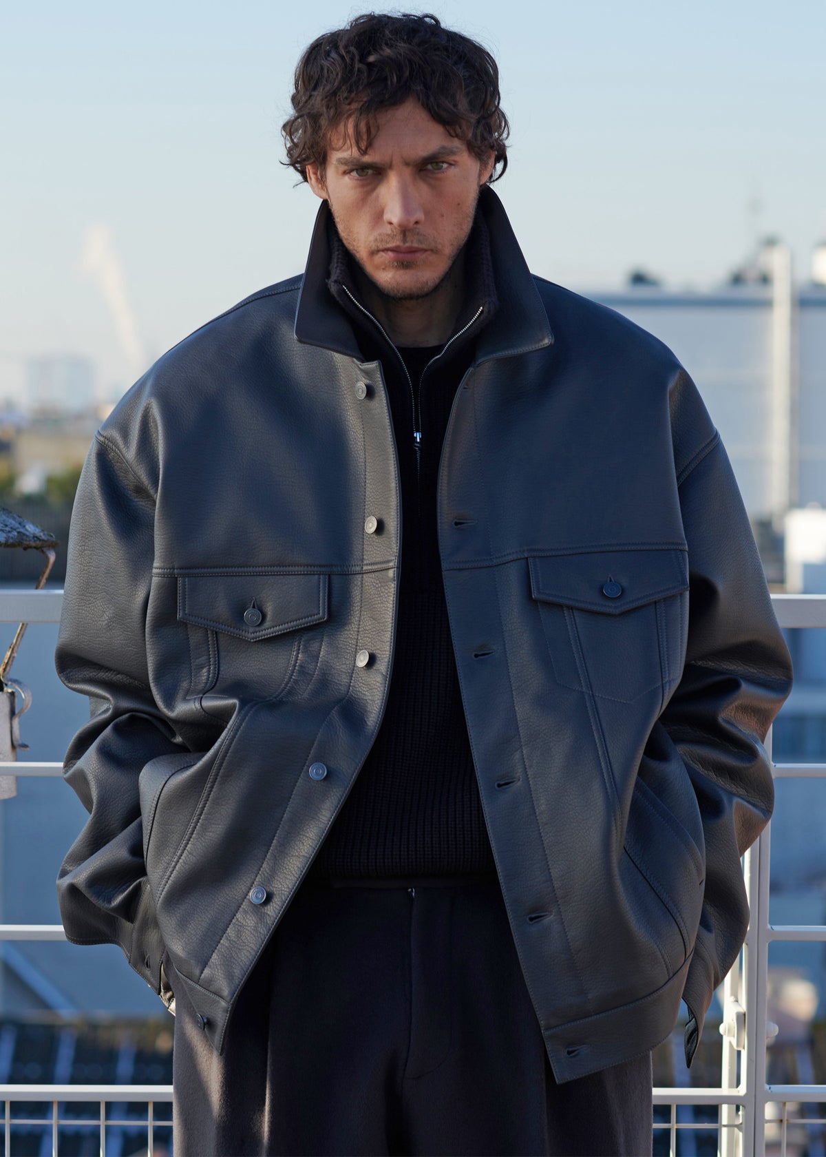 Conan Faux Leather Jacket - Dark Grey - 12
