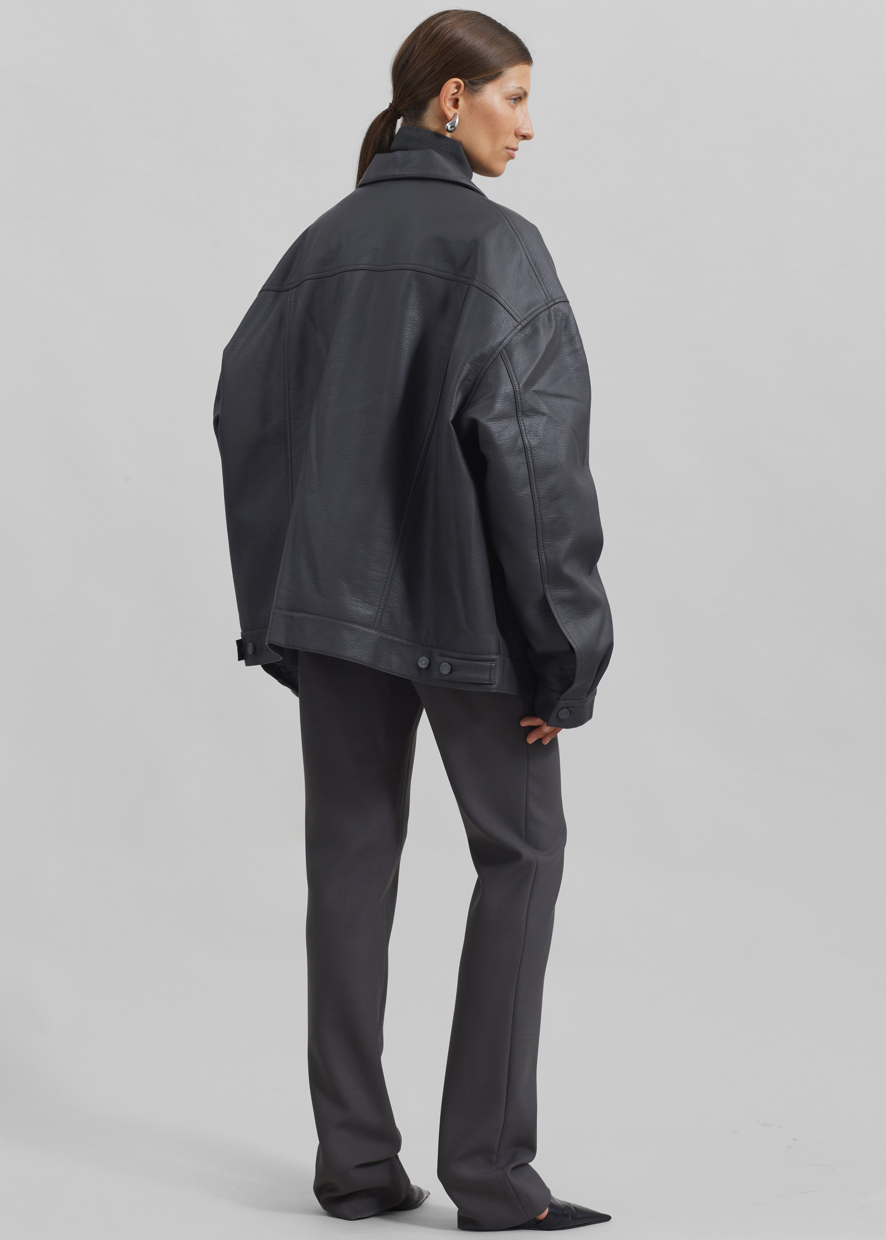 Conan Faux Leather Jacket - Dark Grey - 5