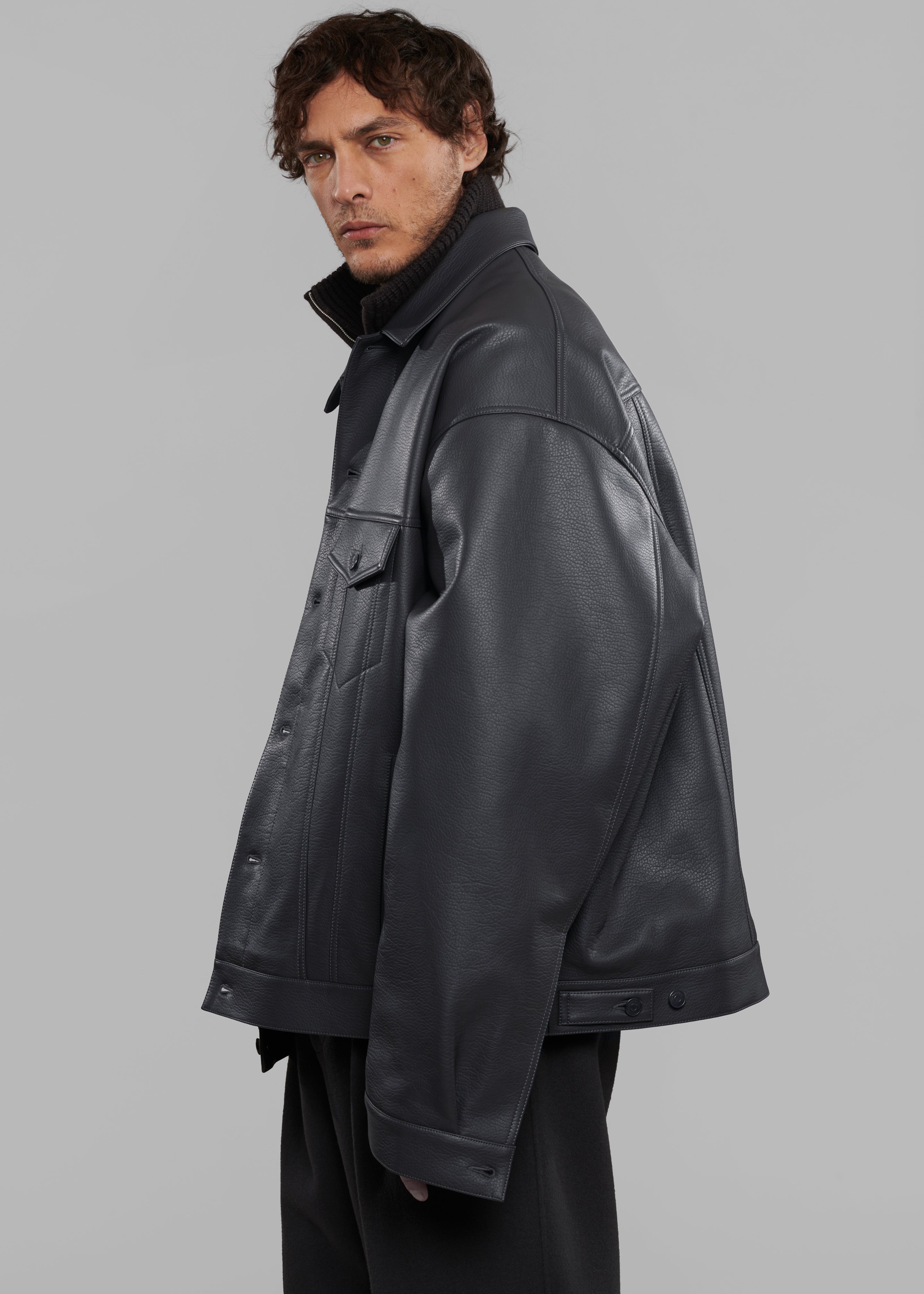Conan Faux Leather Jacket - Dark Grey - 9