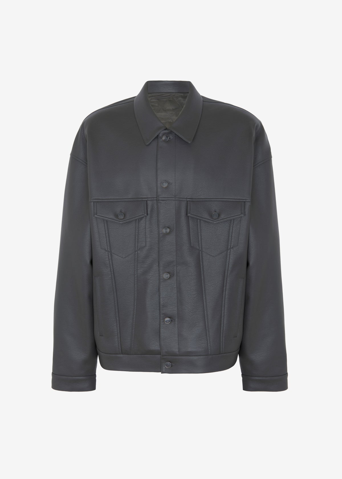 Conan Faux Leather Jacket - Dark Grey - 14