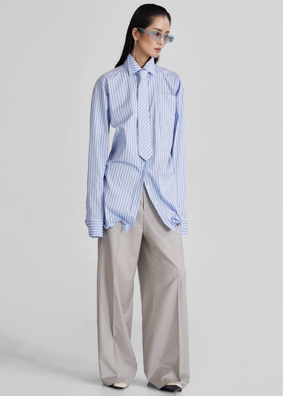 Connahy Tie Neck Shirt - Blue - 3