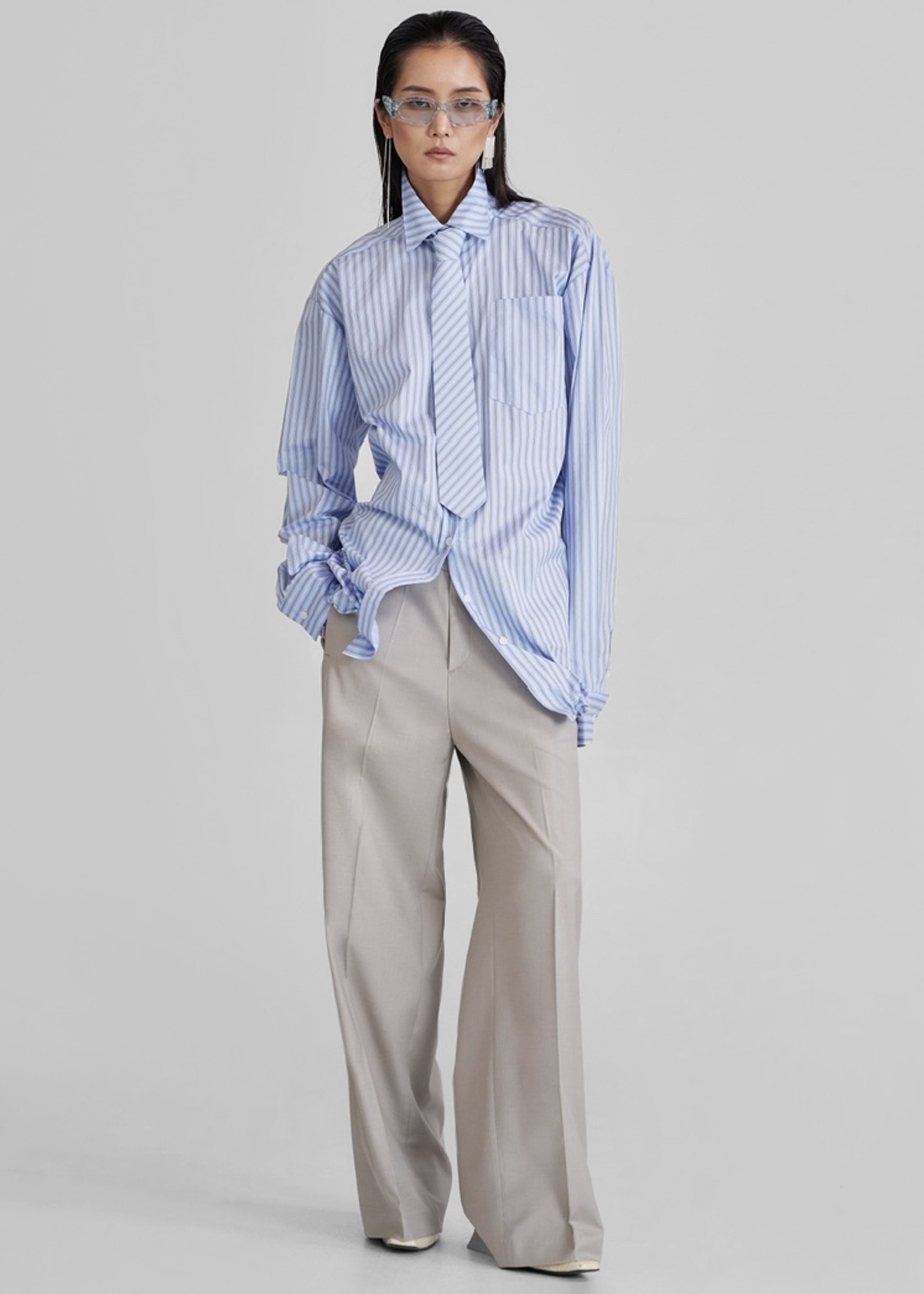 Connahy Tie Neck Shirt - Blue - 5