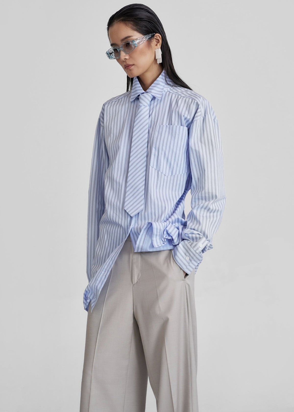 Connahy Tie Neck Shirt - Blue - 7