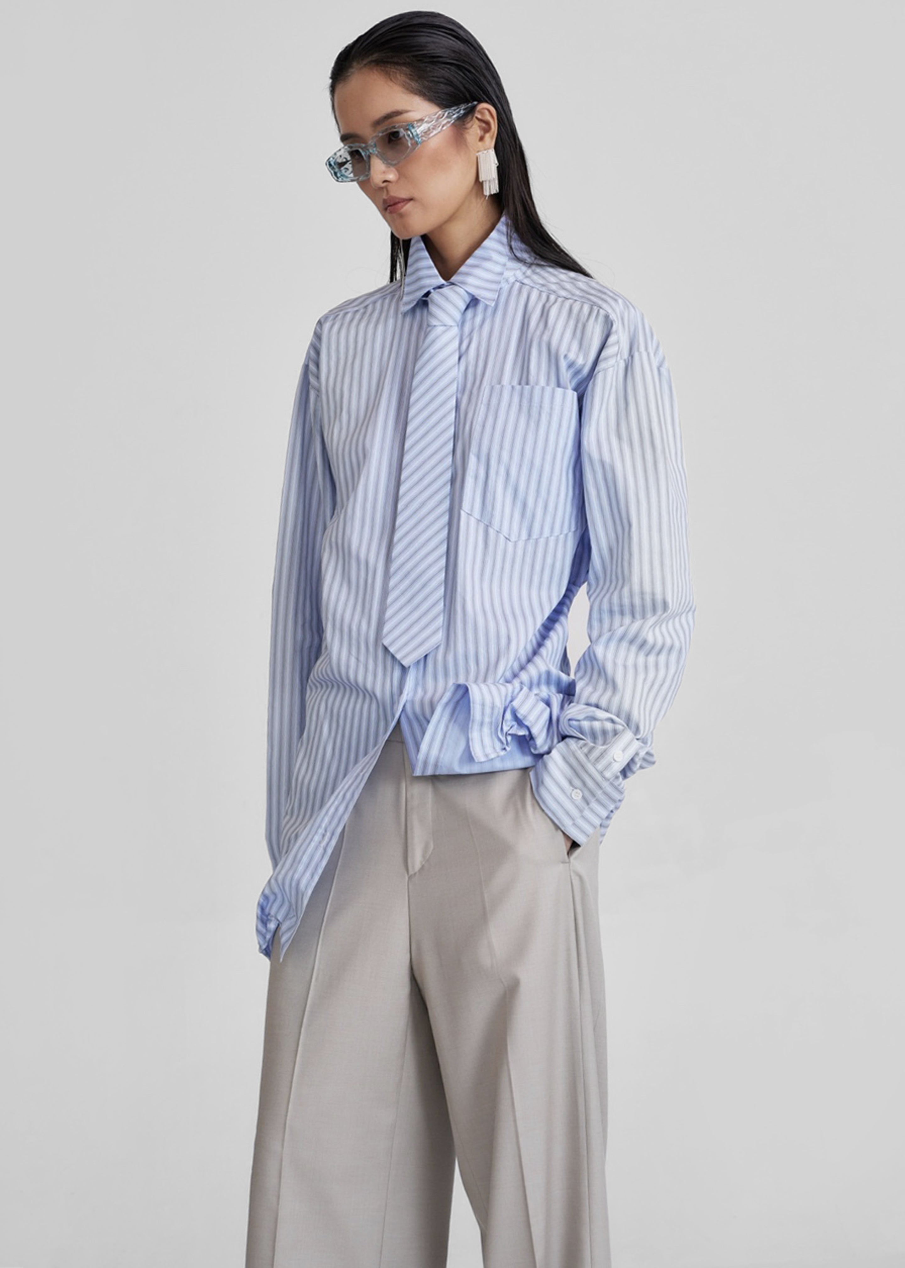 Connahy Tie Neck Shirt - Blue - 7