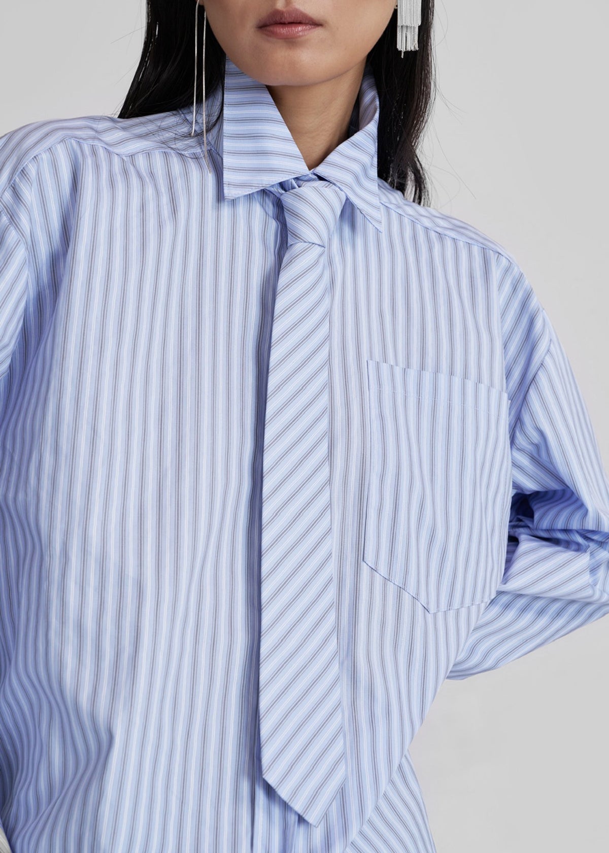 Connahy Tie Neck Shirt - Blue - 2