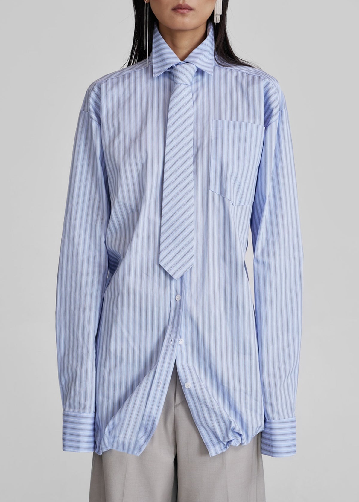 Connahy Tie Neck Shirt - Blue - 4