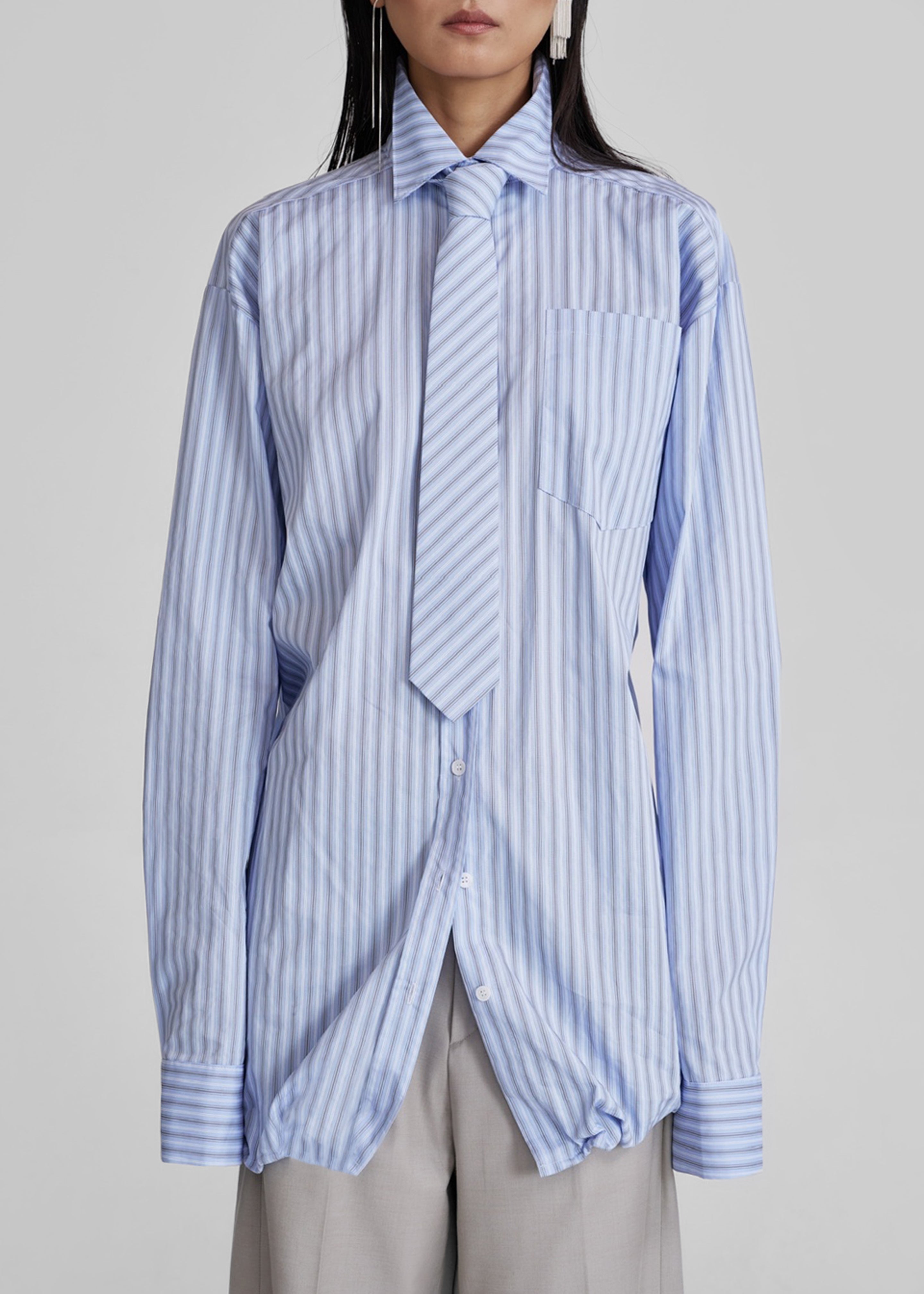 Connahy Tie Neck Shirt - Blue - 4
