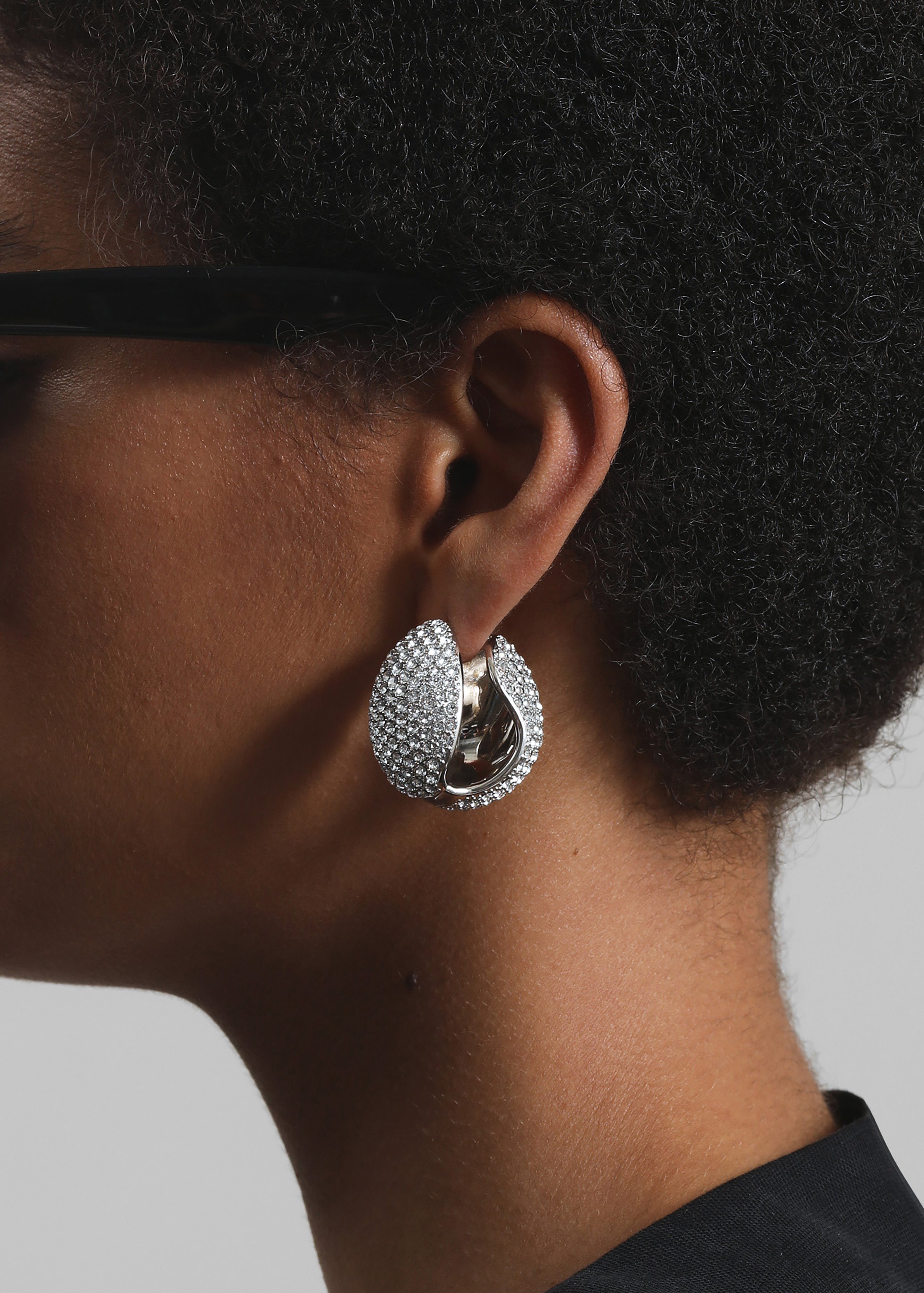 Coperni Crystal-Embellished Creole Logo Earrings - Silver - 3