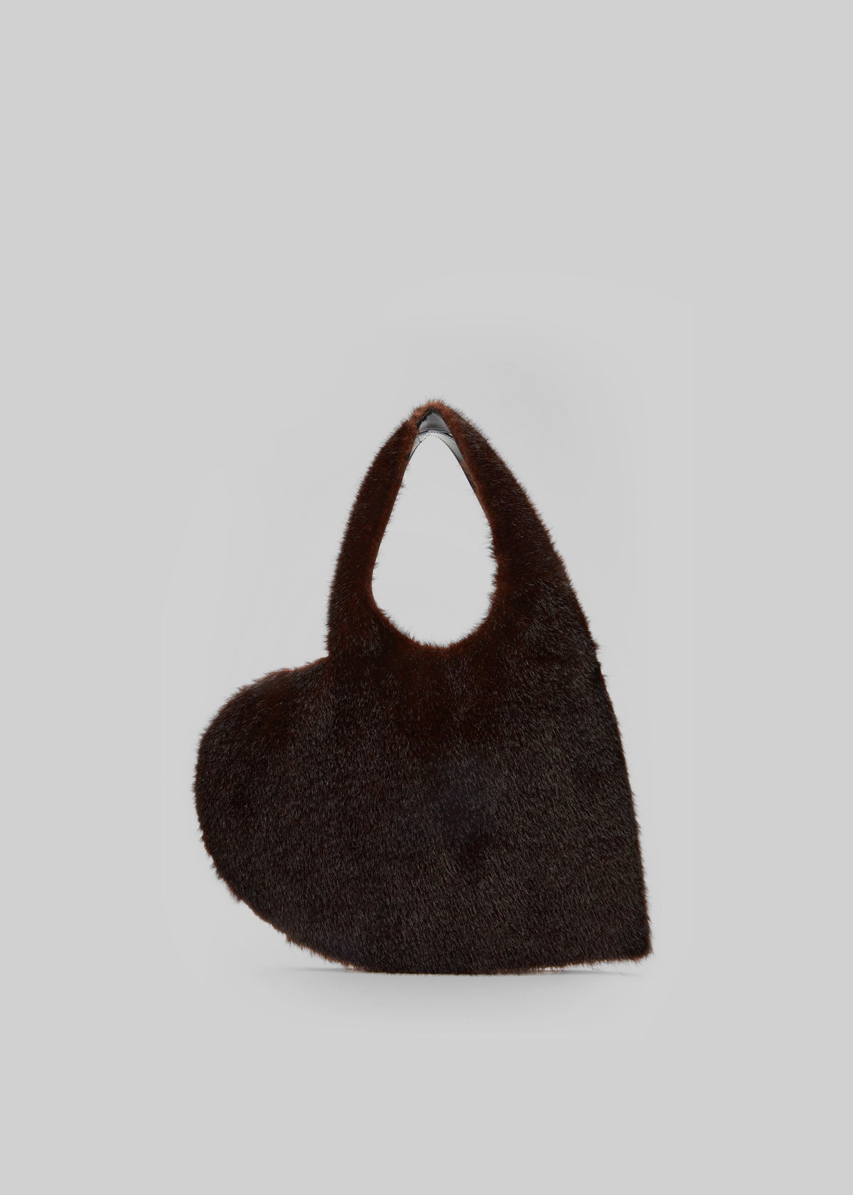 Coperni Faux Fur Heart Tote - Brown - 1