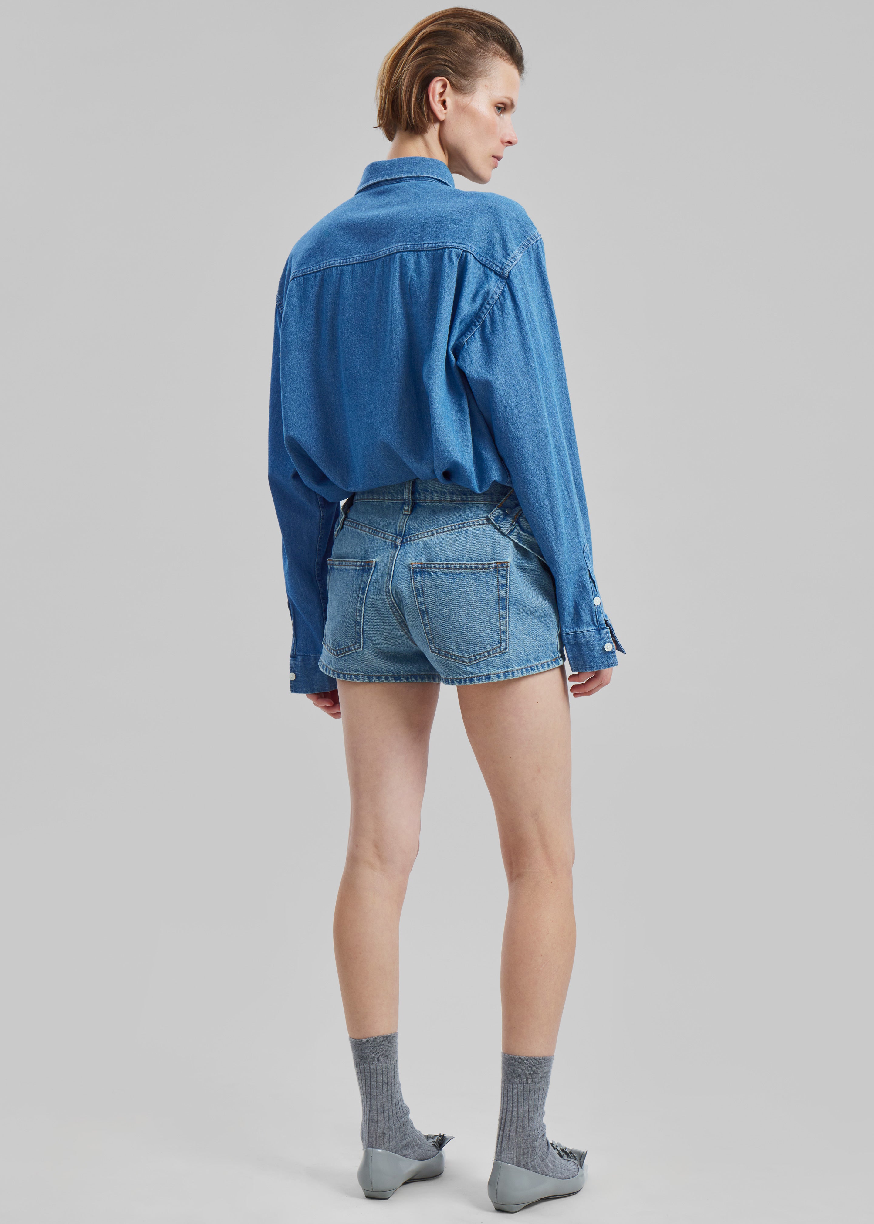 Coperni Open Hip Shorts - Washed Blue - 7